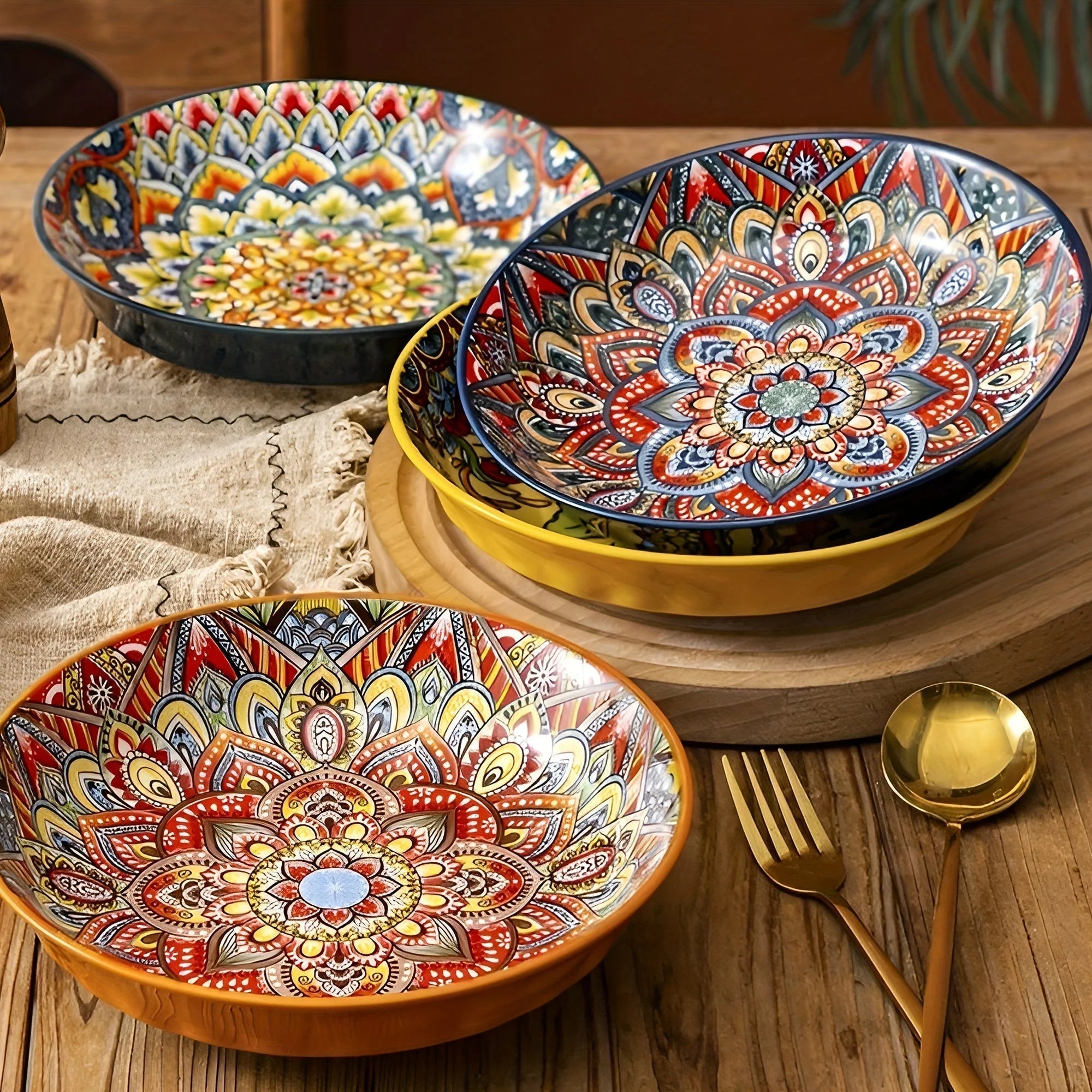 Bohemian 8Inch Ceramic Dinner Plates  Microwave Safe LUNESCAPE