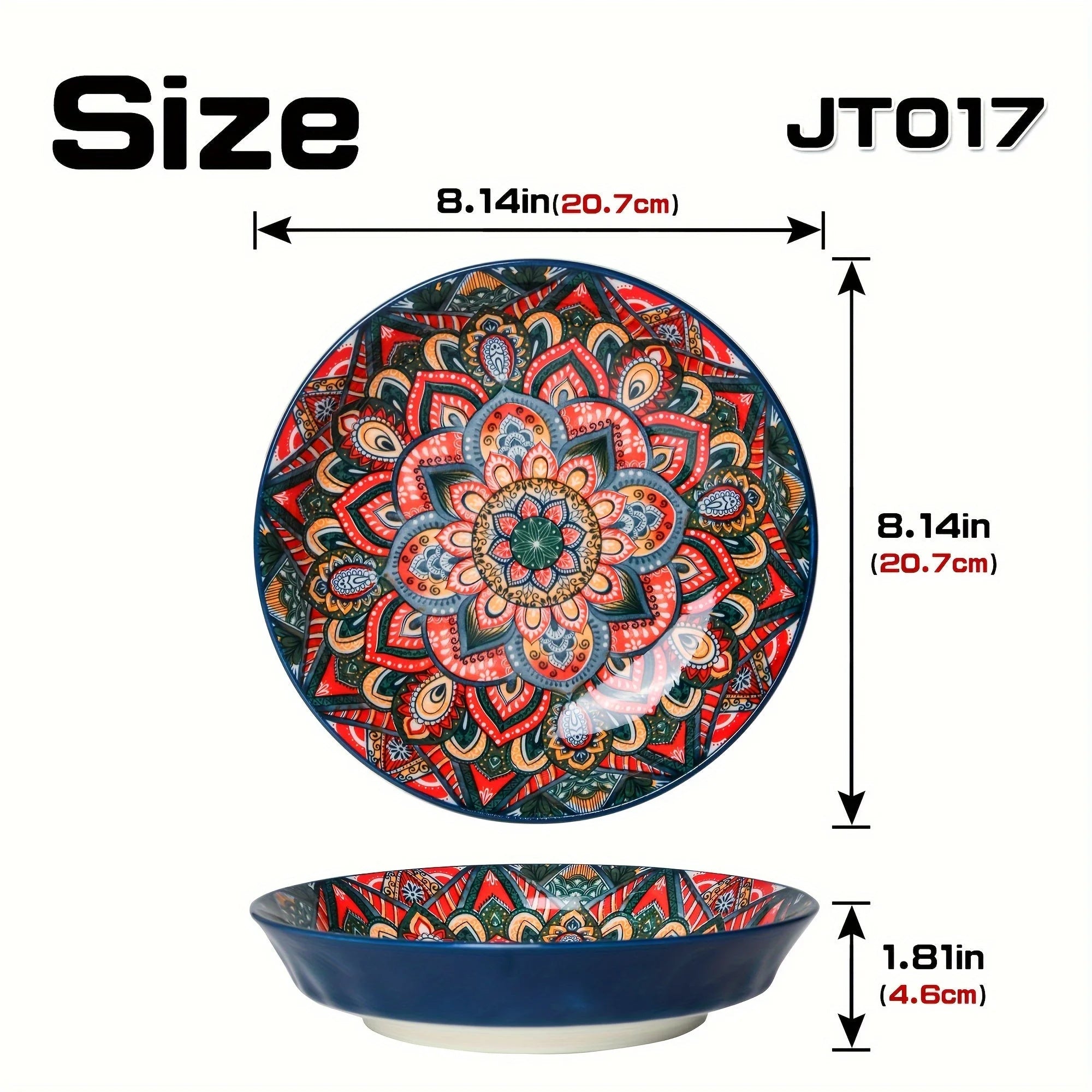 Bohemian Ceramic Dinner Plates Flower Design Microwave Safe LUNESCAPE