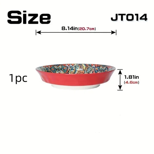 Bohemian Ceramic Dinner Plates Flower Design Microwave Safe LUNESCAPE