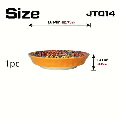 Bohemian Ceramic Dinner Plates Flower Design Microwave Safe LUNESCAPE