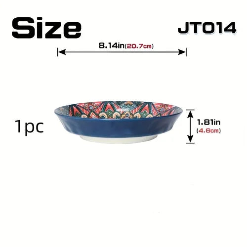 Bohemian Ceramic Dinner Plates Flower Design Microwave Safe LUNESCAPE