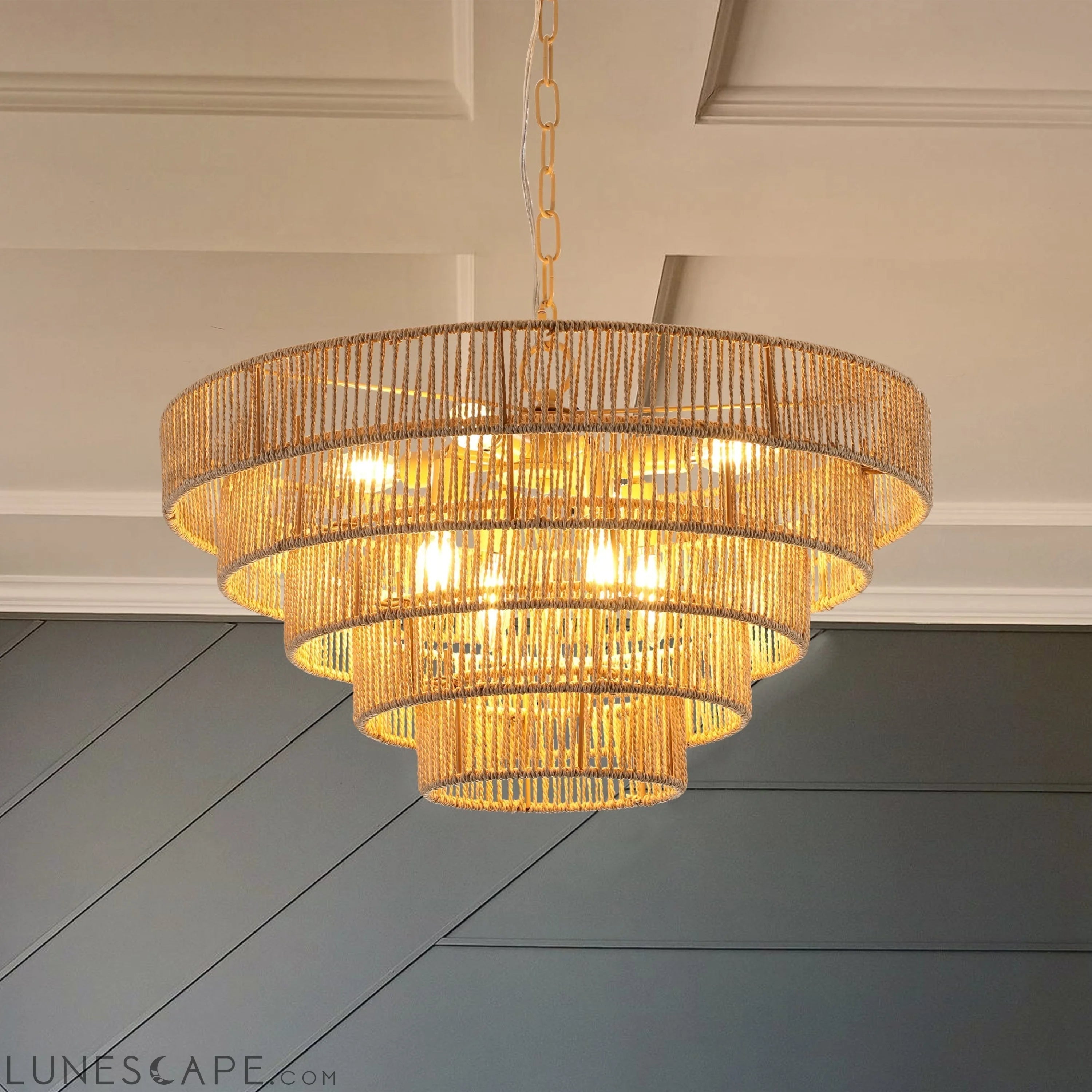 Bohemian style Woven Pendant Light 23.6 Inch Rattan Ligh Large Rattan LUNESCAPE