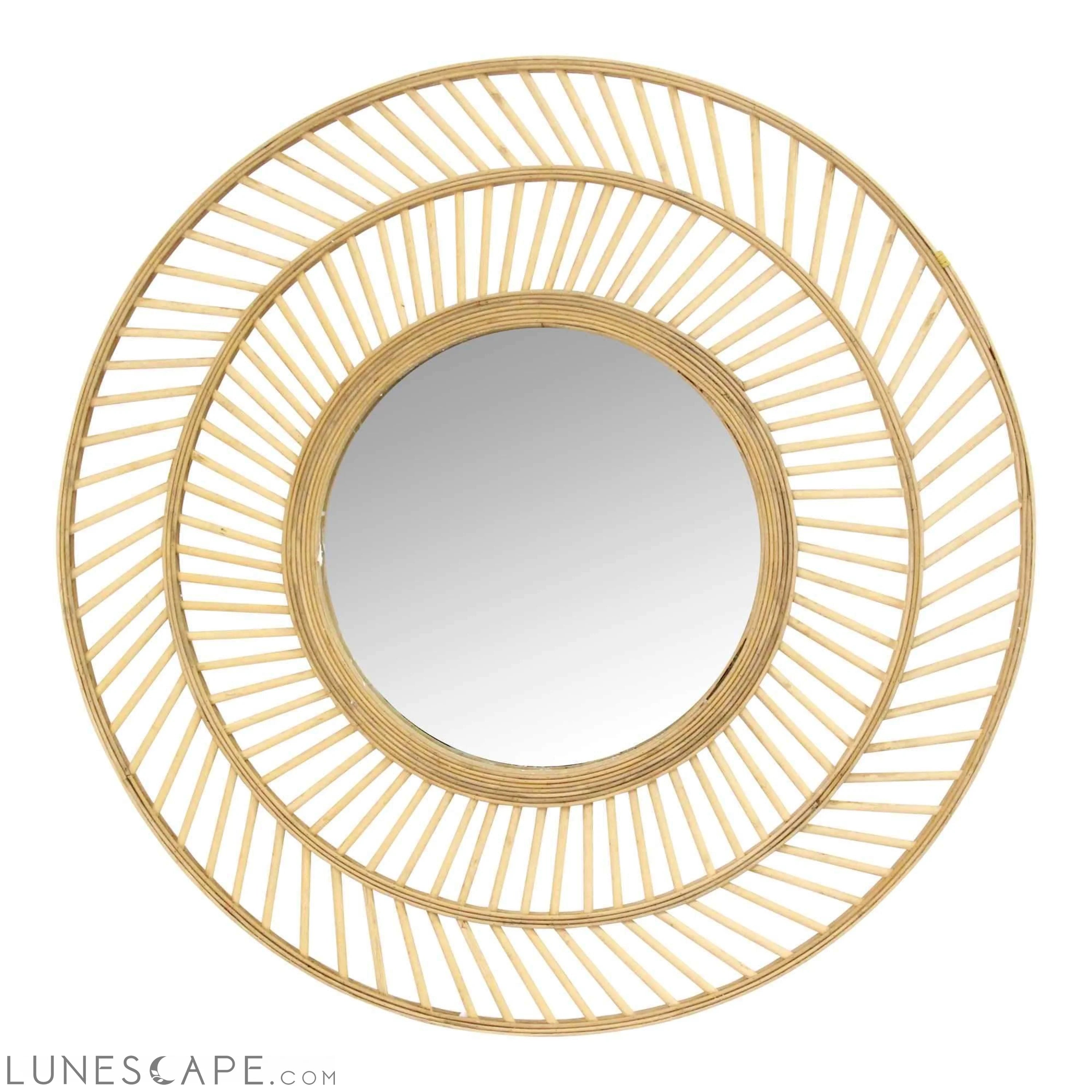 Boho Casual Woven Wicker Wall Mirror - 31.5" LUNESCAPE