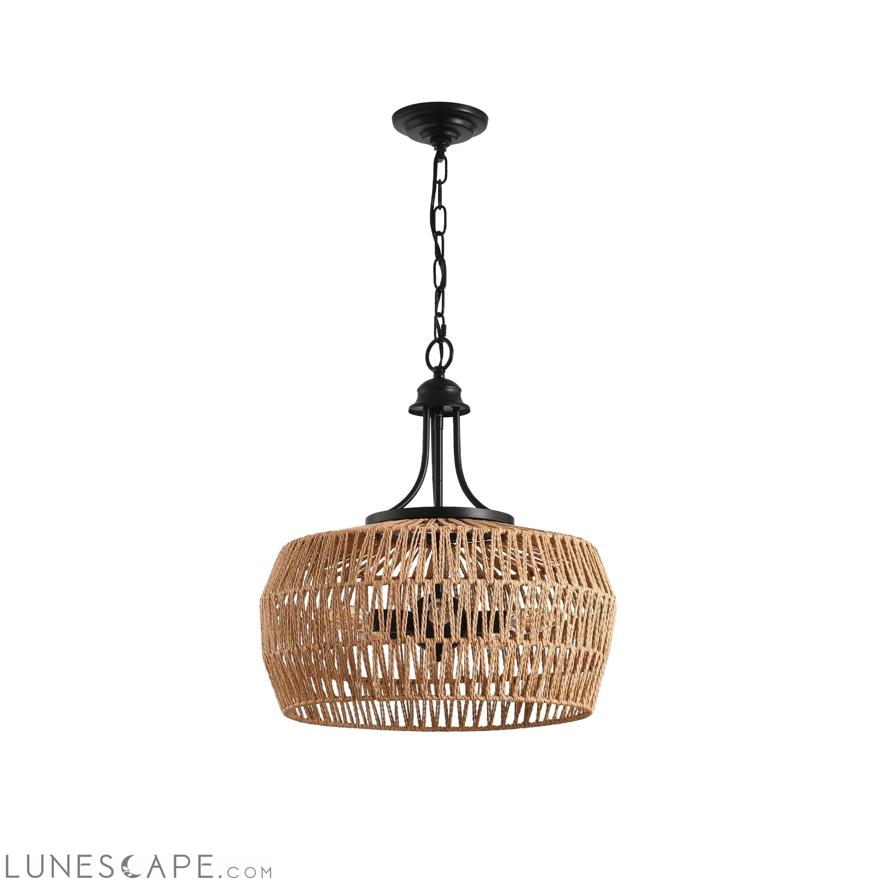 Boho Hemp Rope Pendant Light, Hand-Woven Jute Hanging Pendant LUNESCAPE