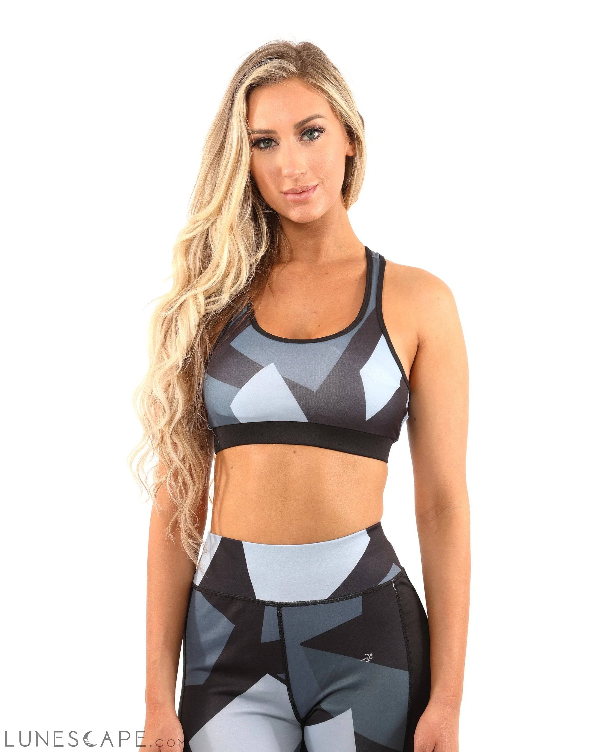 Bondi Set - Leggings & Sports Bra - Black/Grey LUNESCAPE