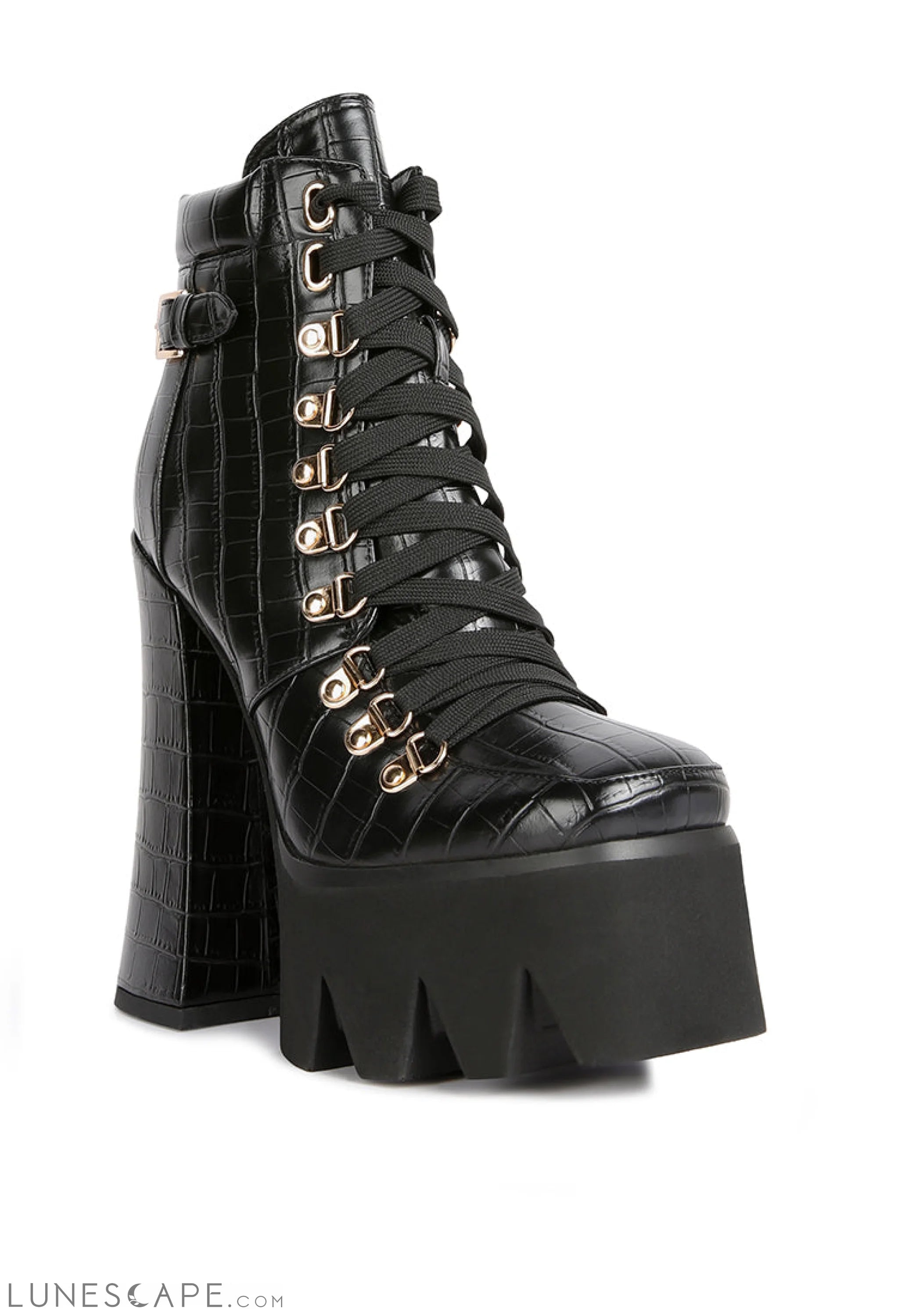 Boogie High Platform Lace Up Boots LUNESCAPE