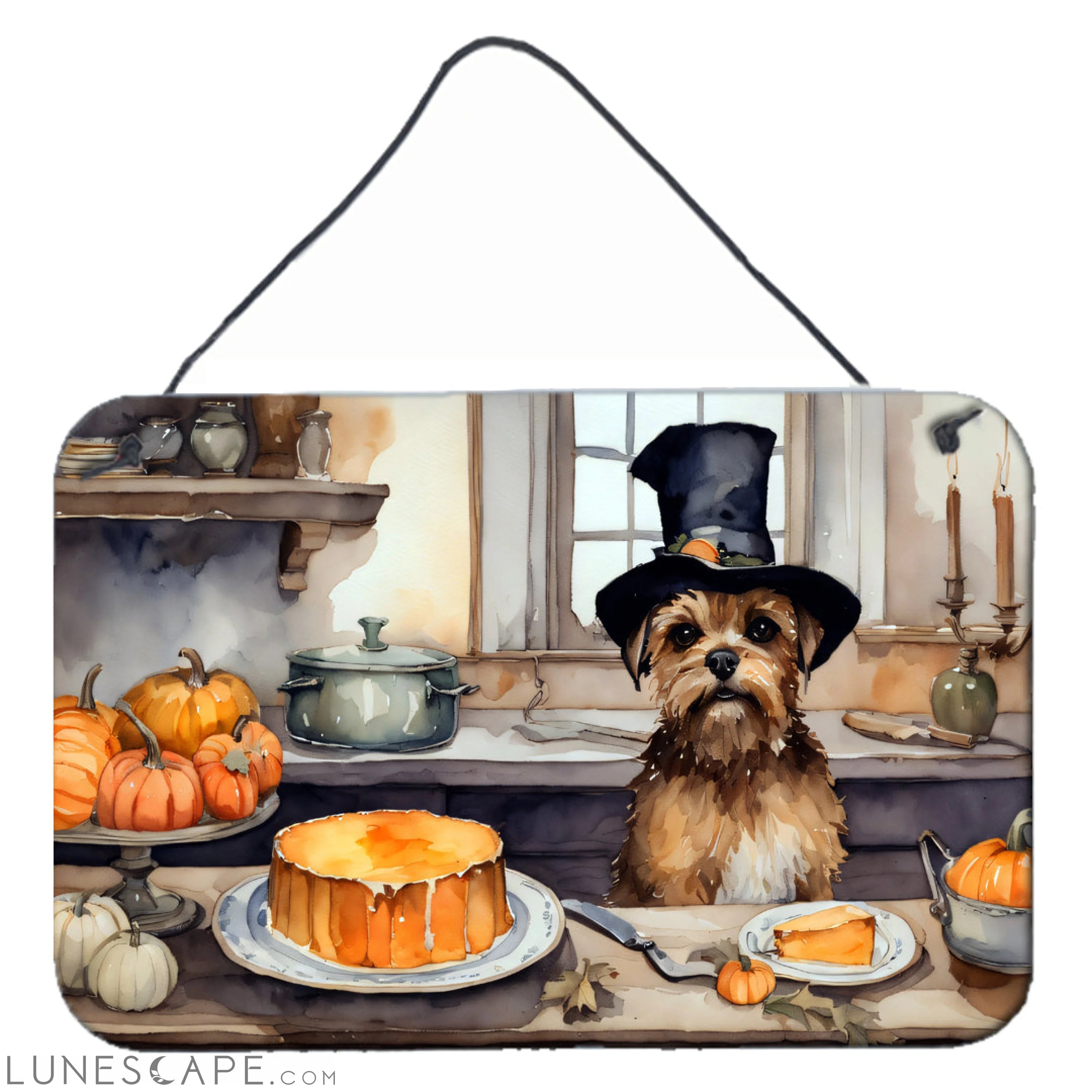 Border Terrier Fall Kitchen Thanksgiving Pumpkins Wall or Door Hanging Prints LUNESCAPE