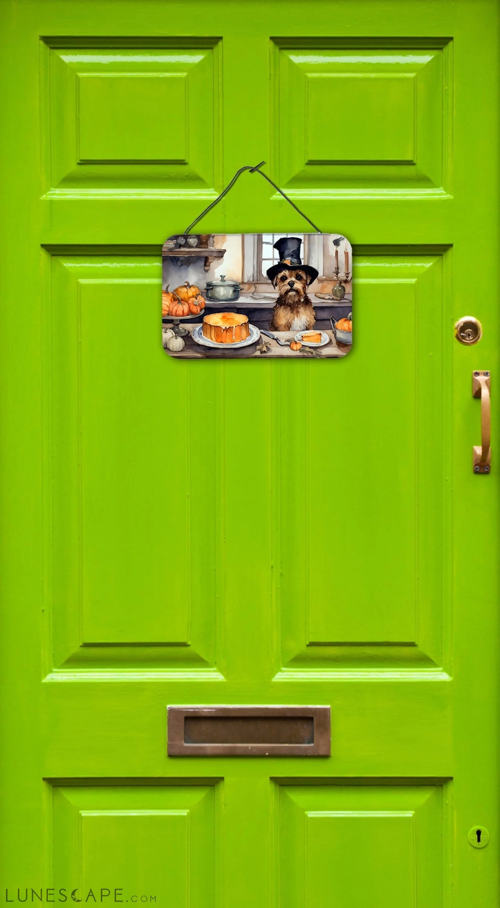 Border Terrier Fall Kitchen Thanksgiving Pumpkins Wall or Door Hanging Prints LUNESCAPE