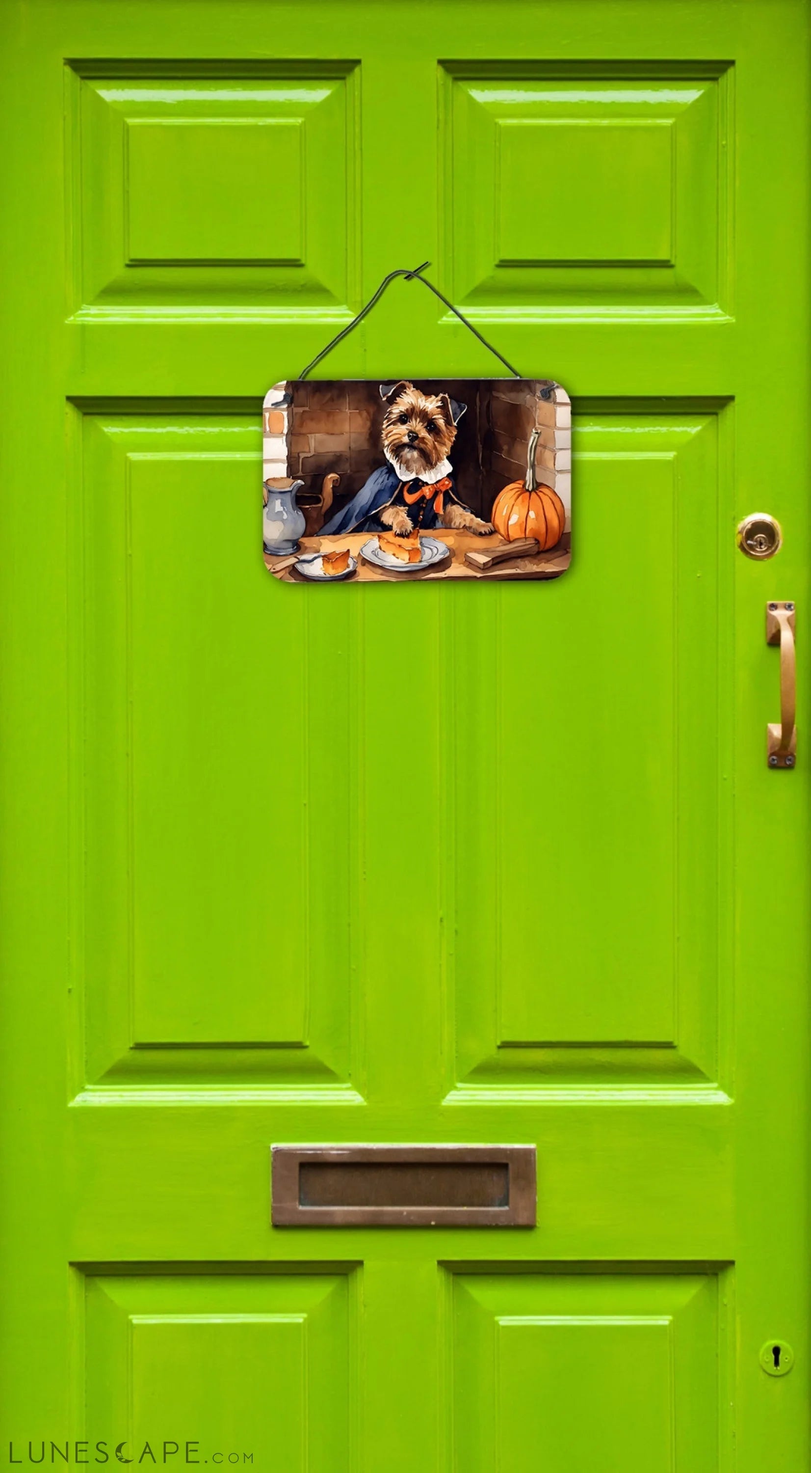 Border Terrier Thanksgiving Fall Kitchen Pumpkins Wall or Door Hanging Prints LUNESCAPE