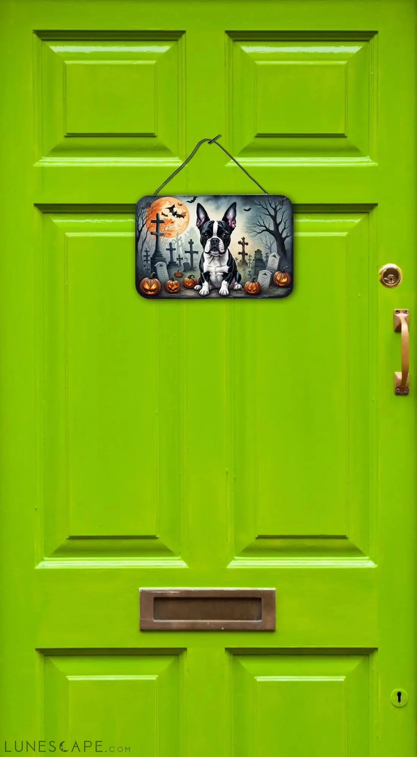 Boston Terrier Spooky Halloween Wall or Door Hanging Prints LUNESCAPE