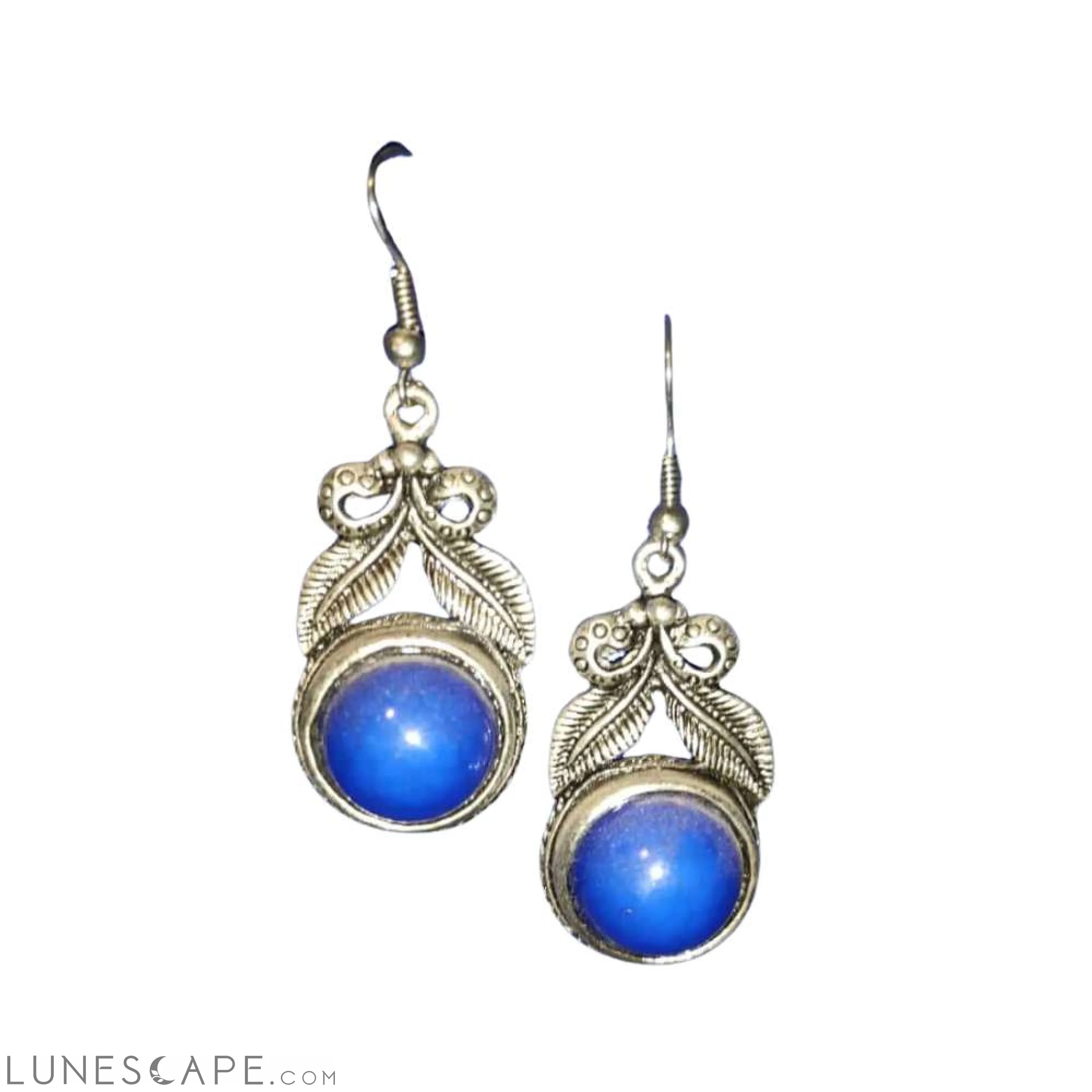 Boucles d'Oreilles Azul Handmade Silver Dangle Earrings Blue Gem LUNESCAPE