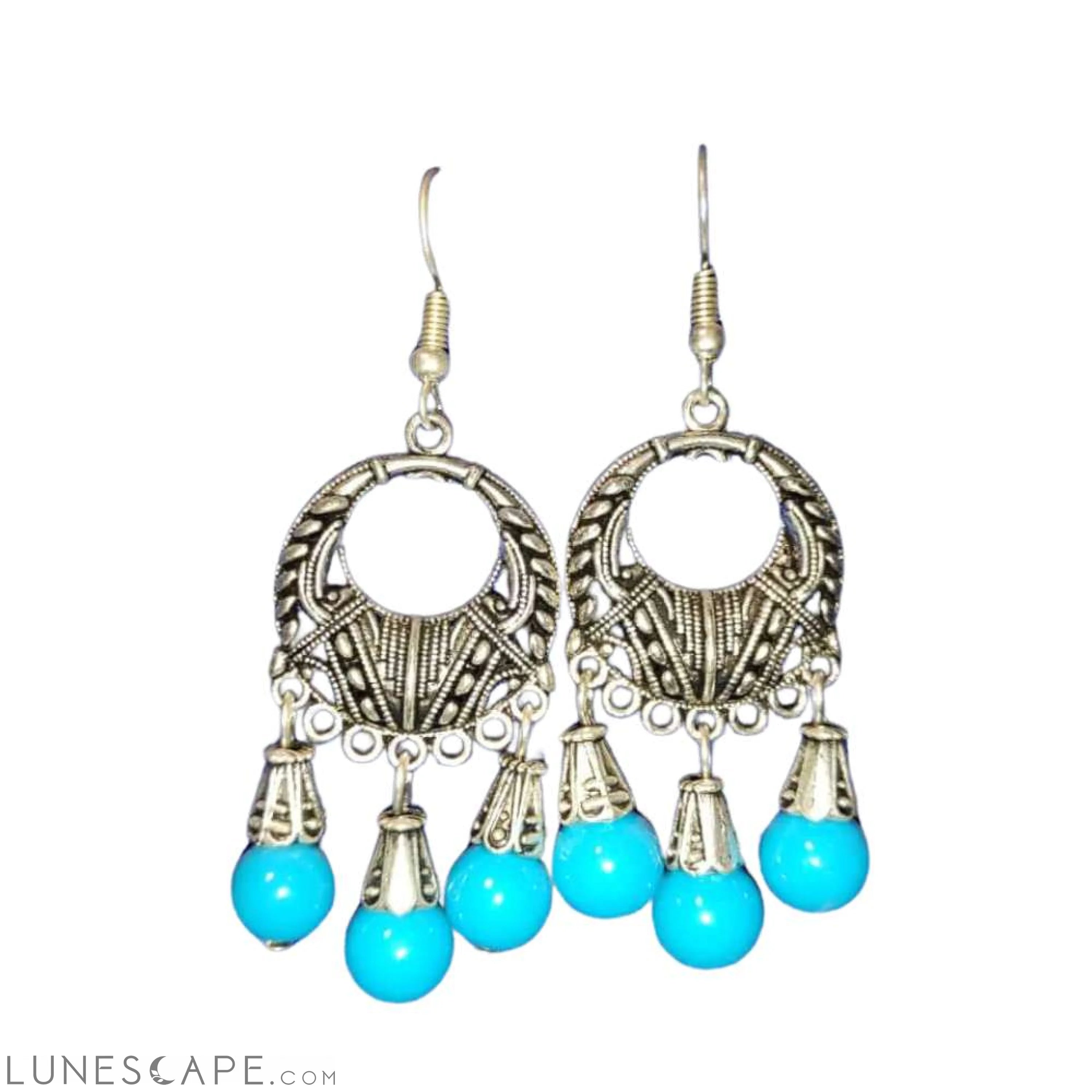 Boucles d'Oreilles Dream Turquoise Silver Dangle Earrings Handmade LUNESCAPE