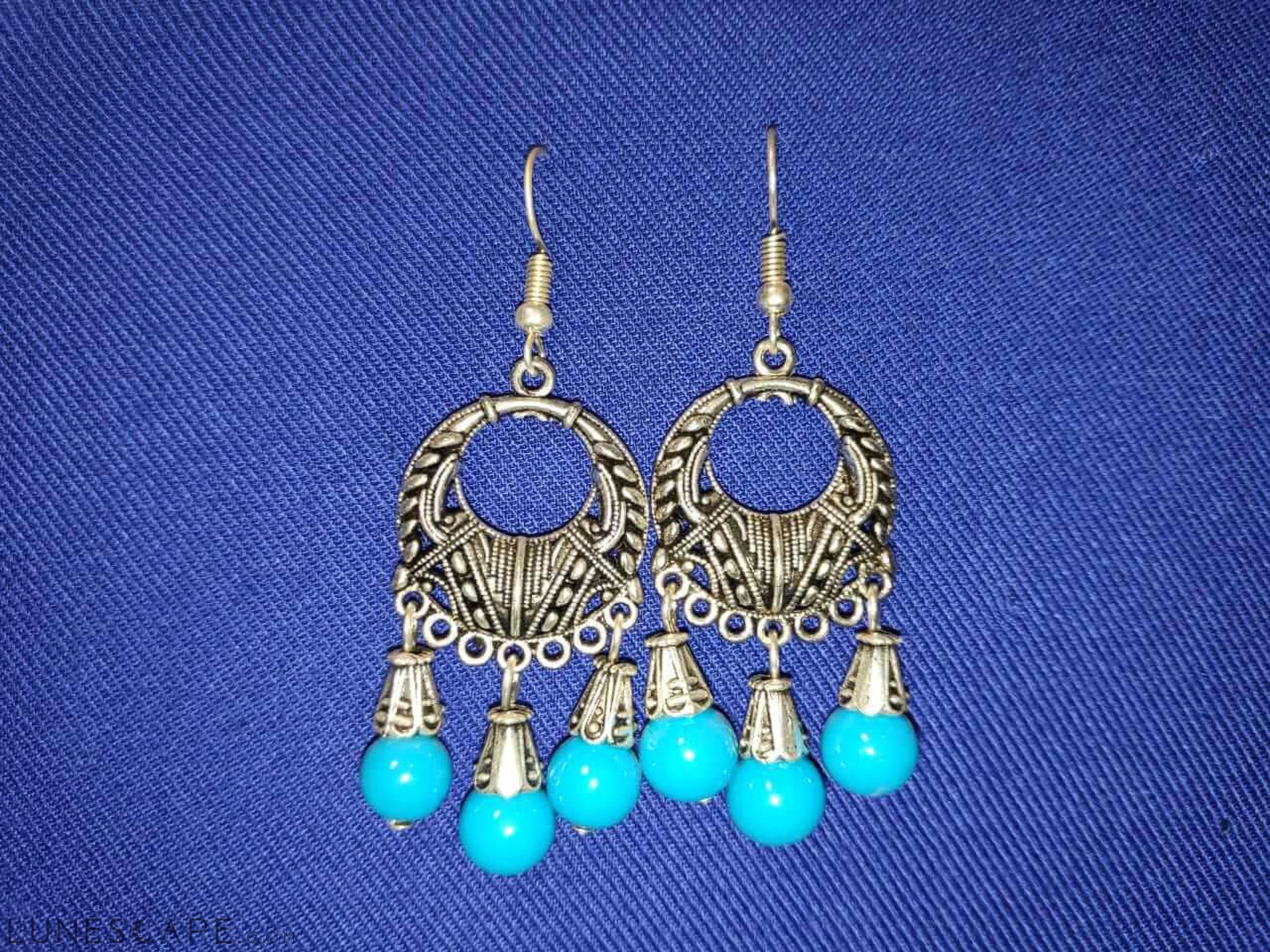 Boucles d'Oreilles Dream Turquoise Silver Dangle Earrings Handmade LUNESCAPE