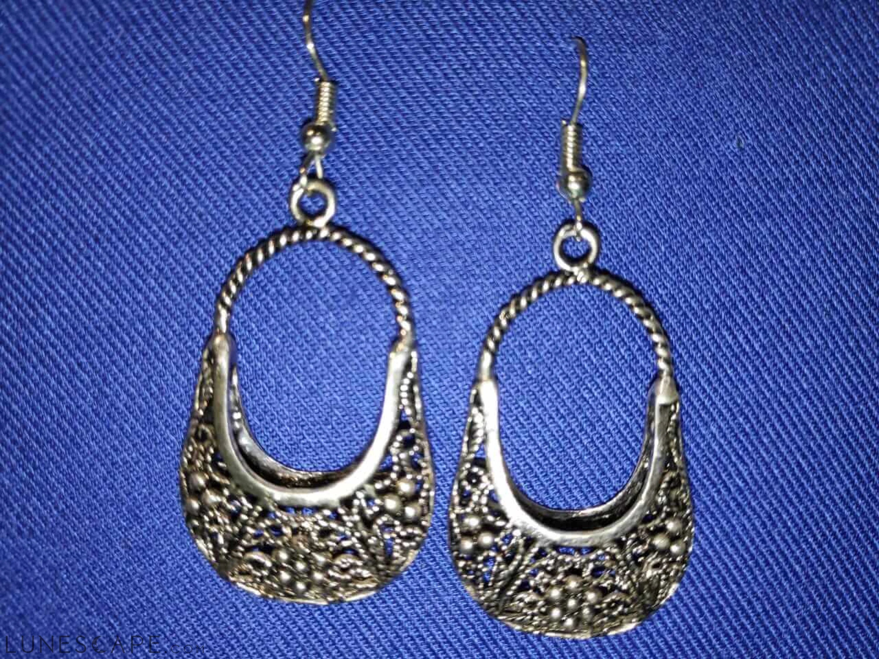 Boucles d'Oreilles Tamourte Handmade Silver Basket Dangle Earrings LUNESCAPE