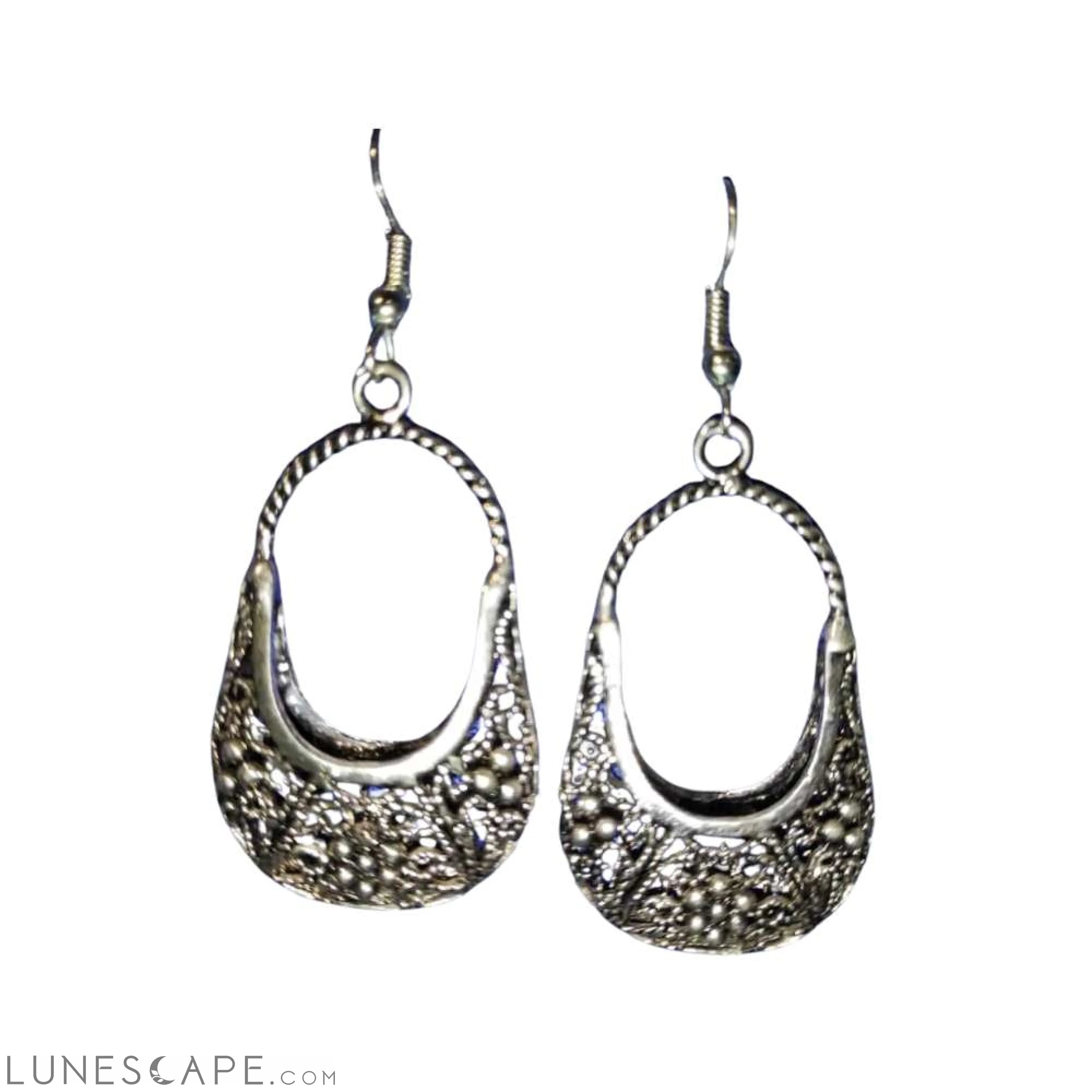 Boucles d'Oreilles Tamourte Handmade Silver Basket Dangle Earrings LUNESCAPE