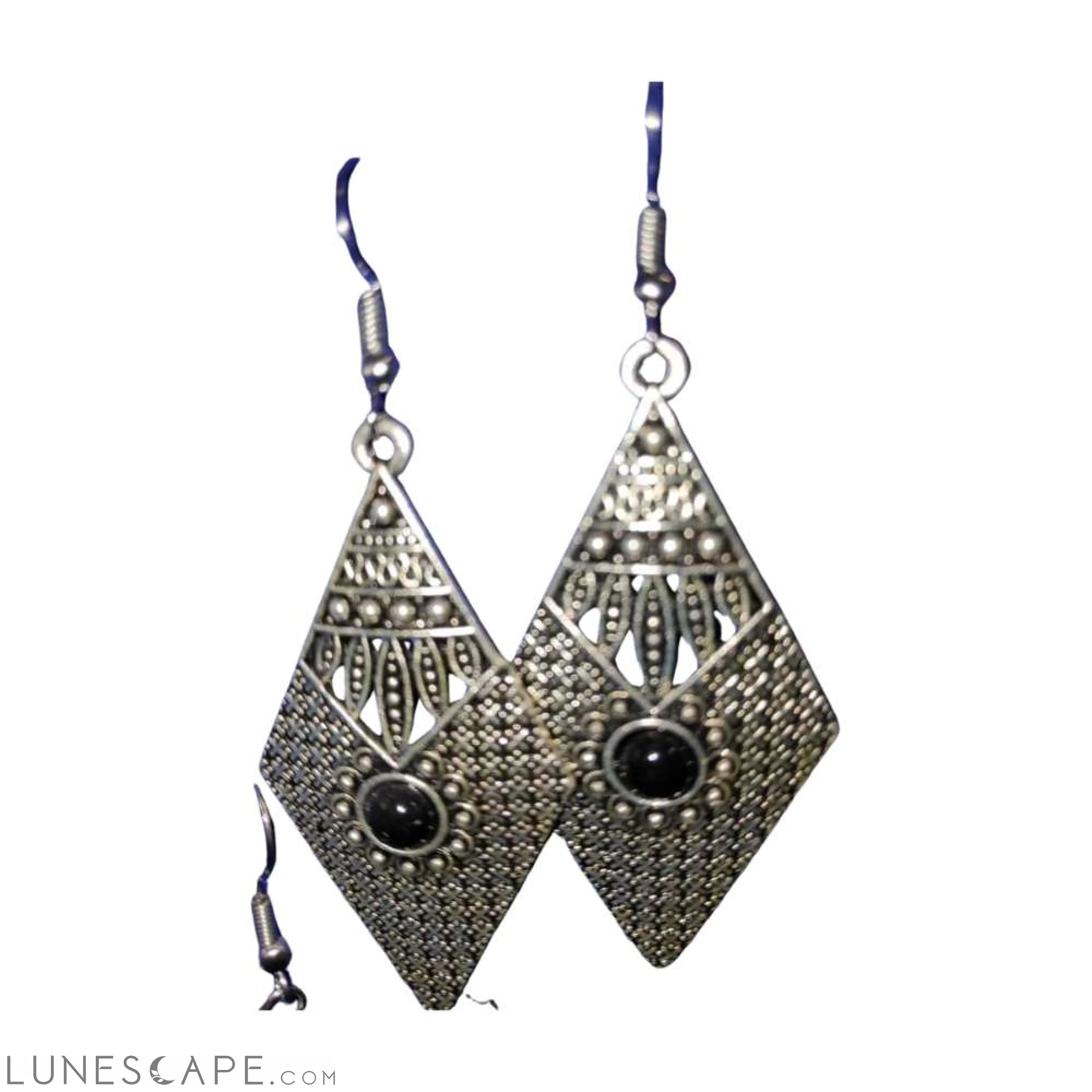 Boucles d'Oreilles Tarodant Silver Diamond-Shaped Dangle Earrings LUNESCAPE