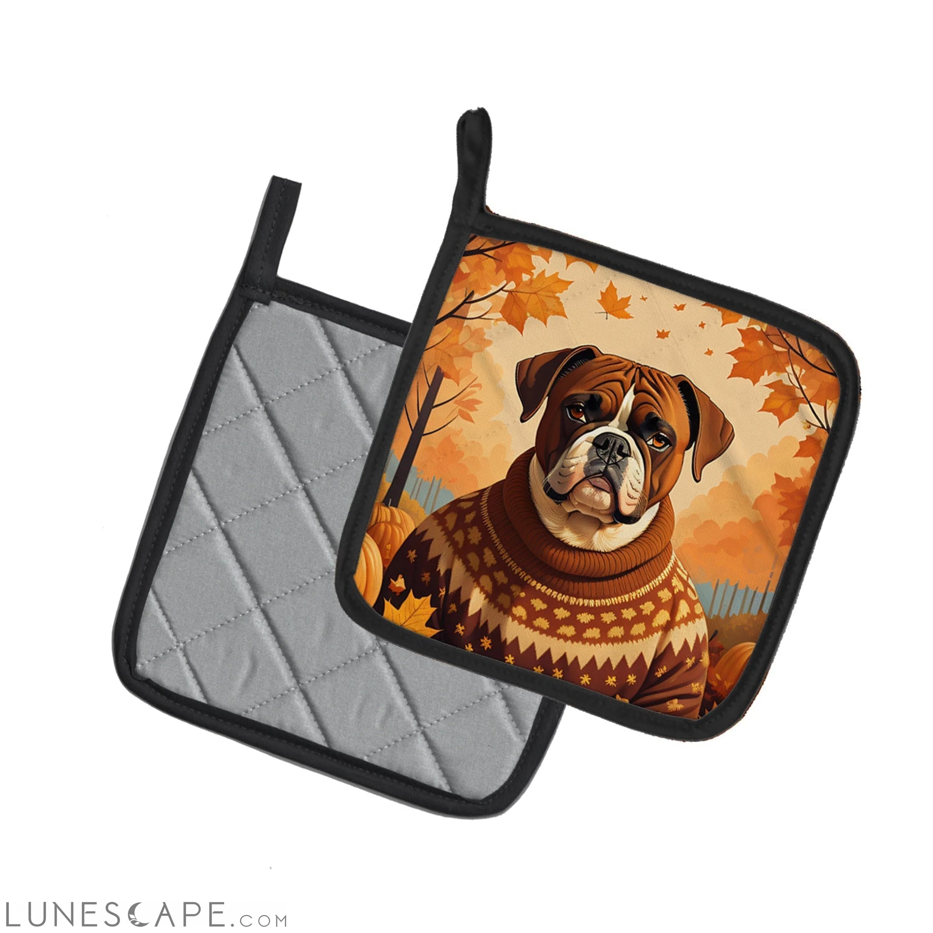 Boxer Fall Pair of Pot Holders LUNESCAPE