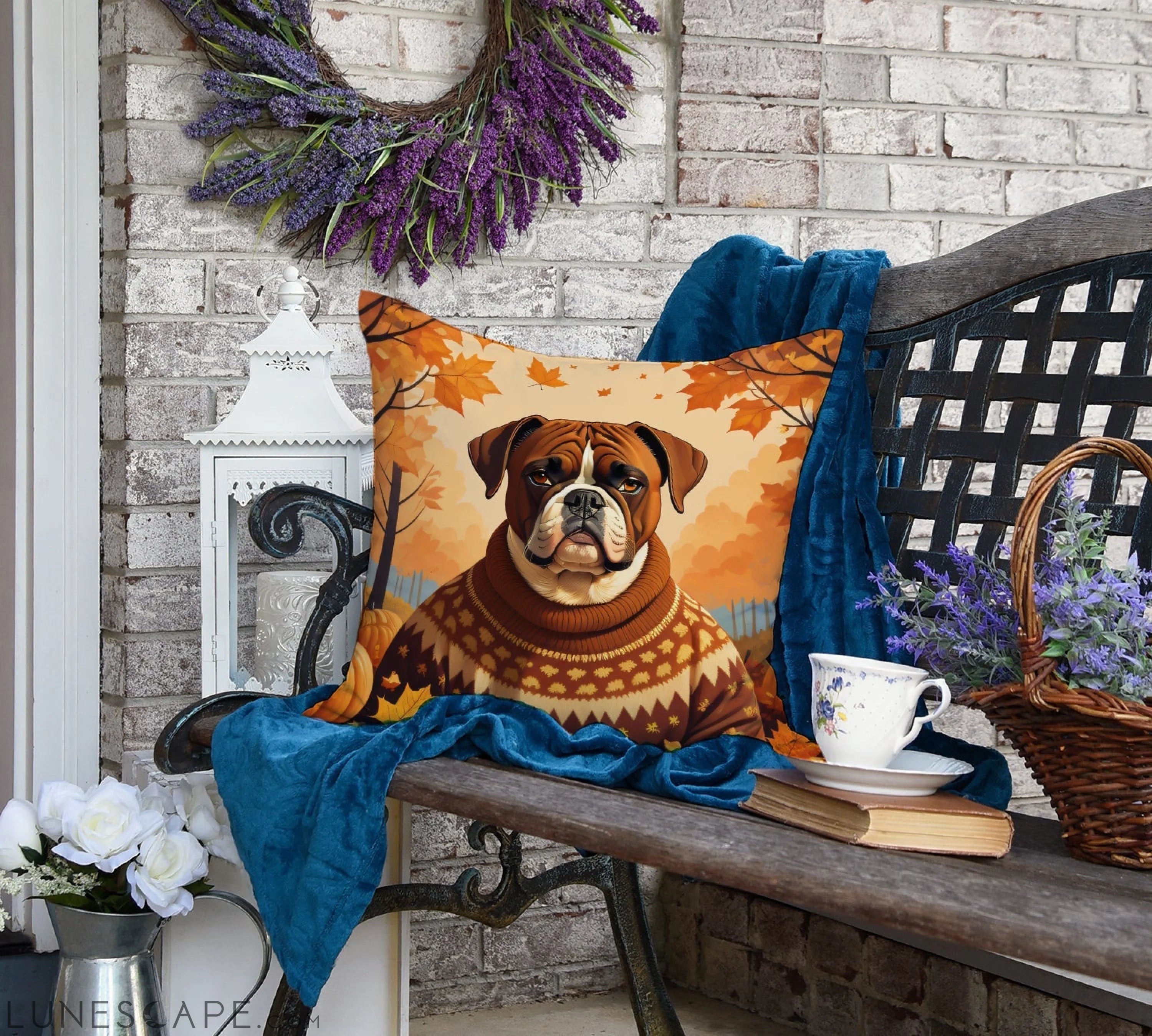 Boxer Fall Throw Pillow LUNESCAPE