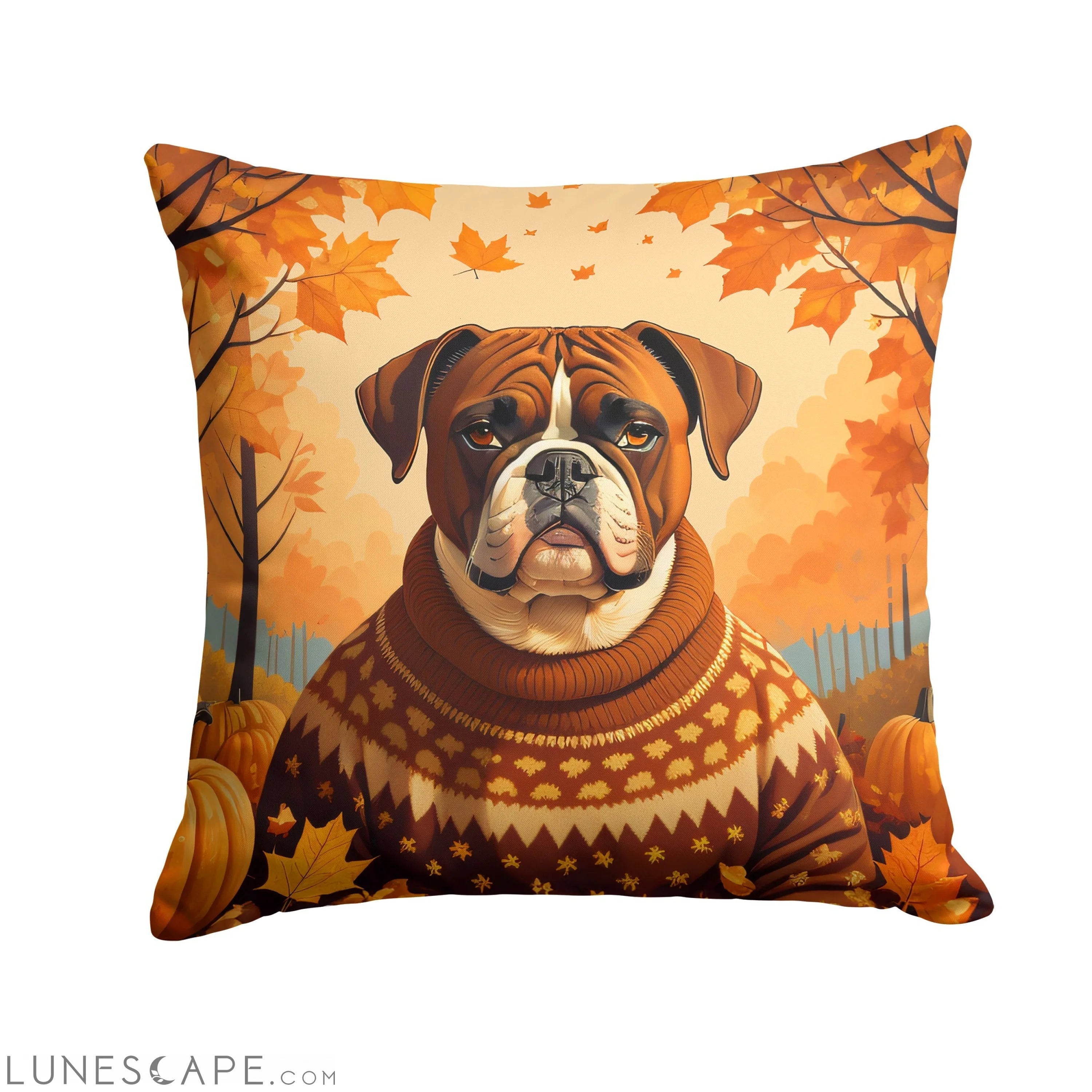 Boxer Fall Throw Pillow LUNESCAPE