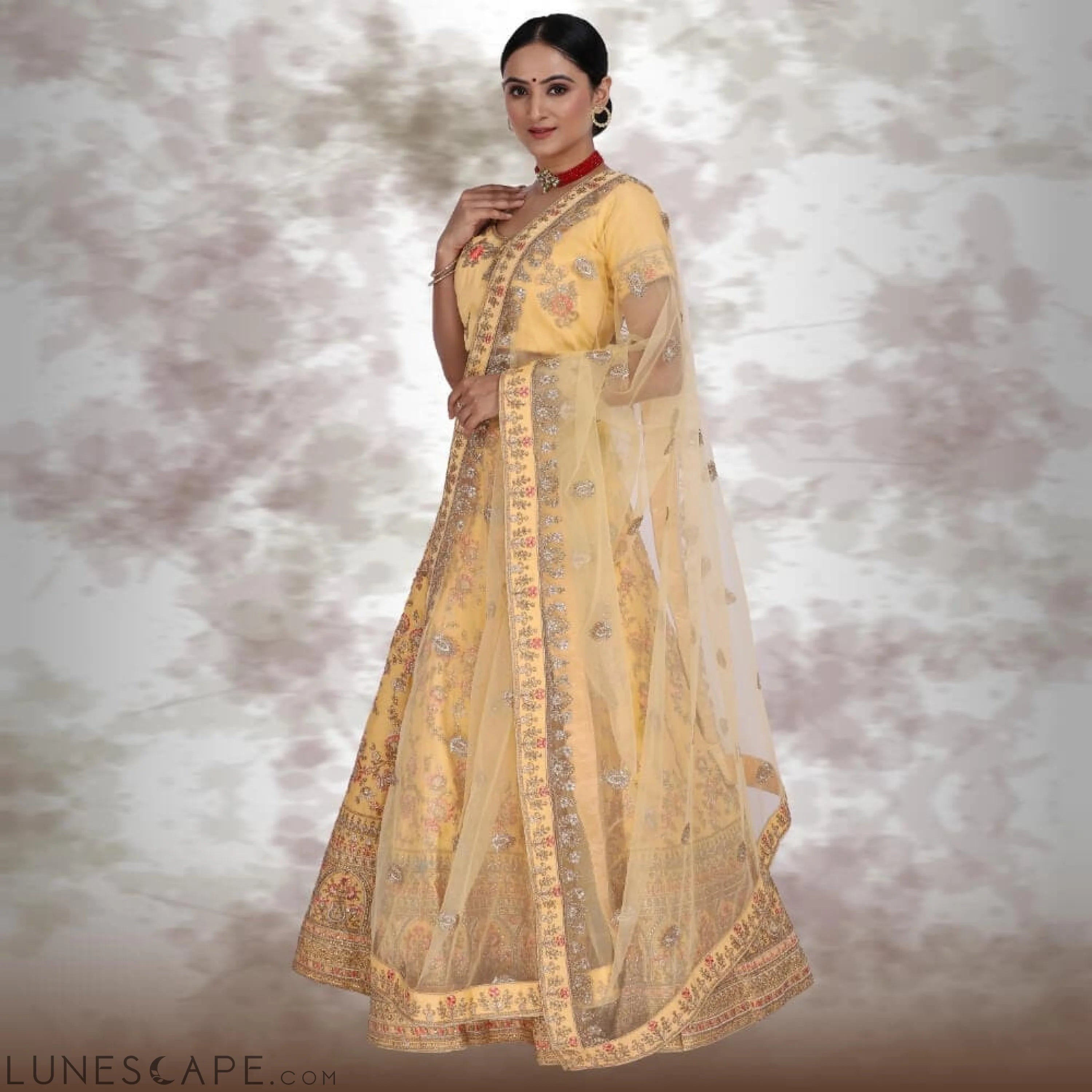 Bridal Lehenga Choli in Yellow LUNESCAPE