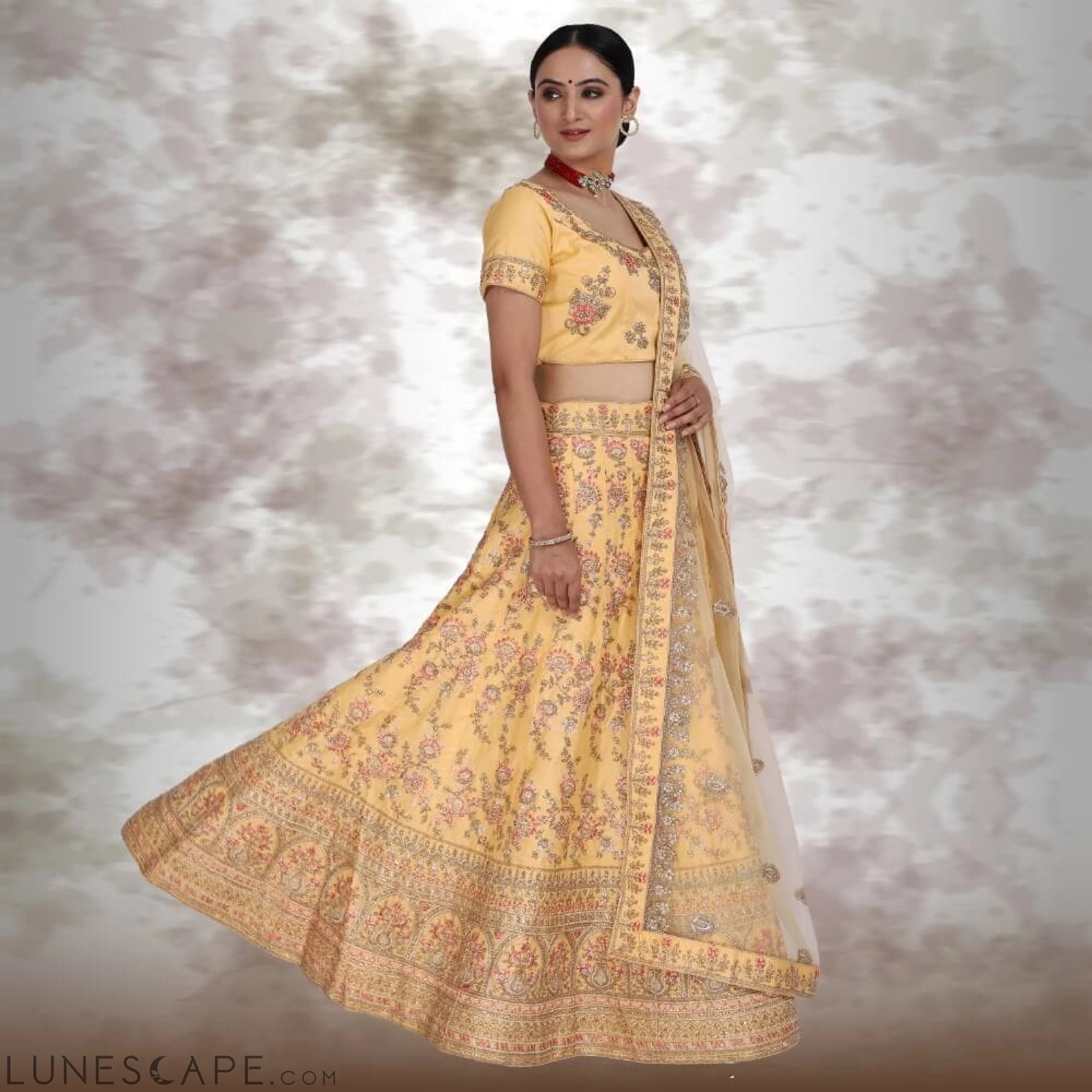 Bridal Lehenga Choli in Yellow LUNESCAPE