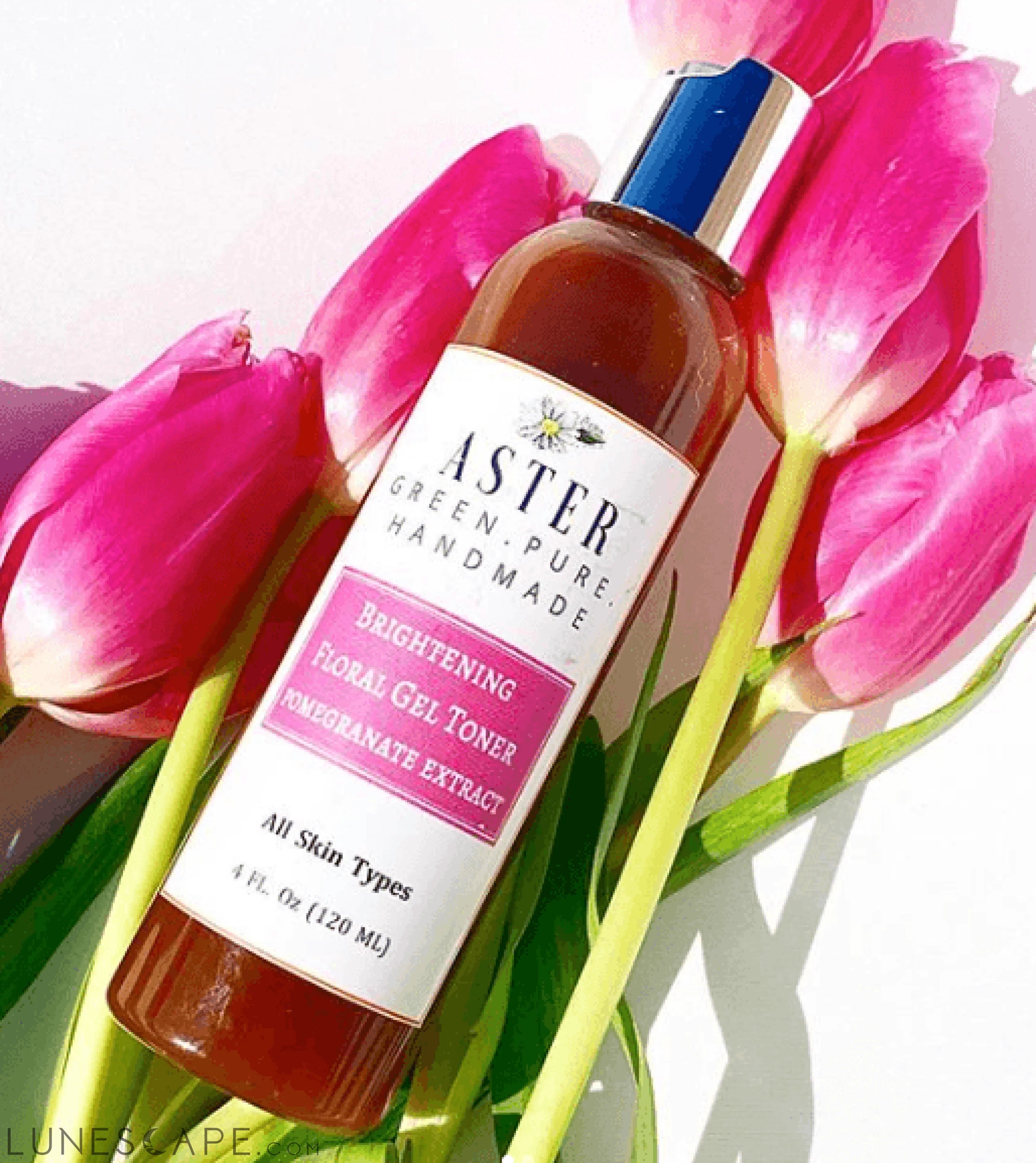 Brightening  Lifting Floral Gel Toner, Vegan & Organic - Aster Skincare LUNESCAPE