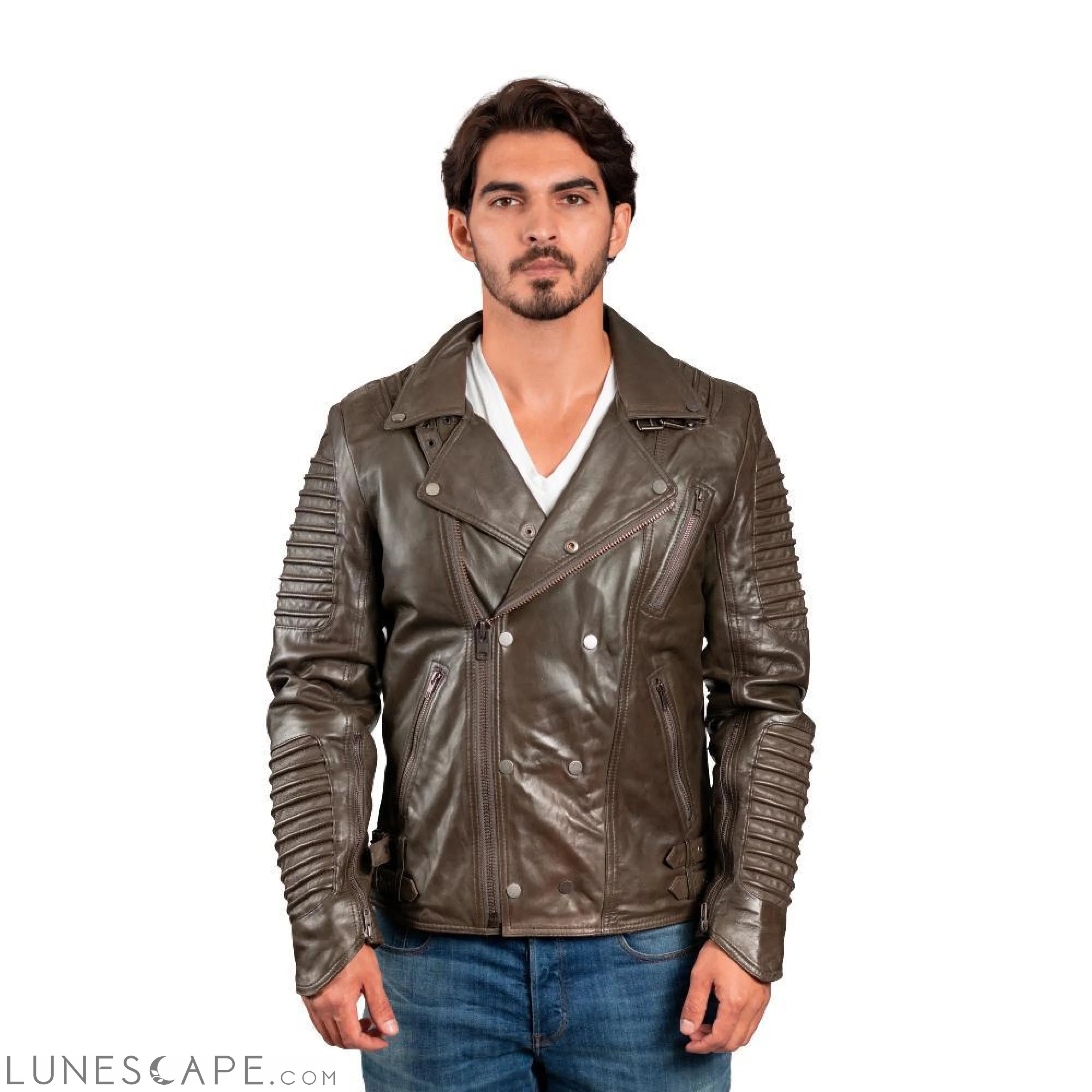 Brooklyn Mens Leather Bomber Jacket LUNESCAPE
