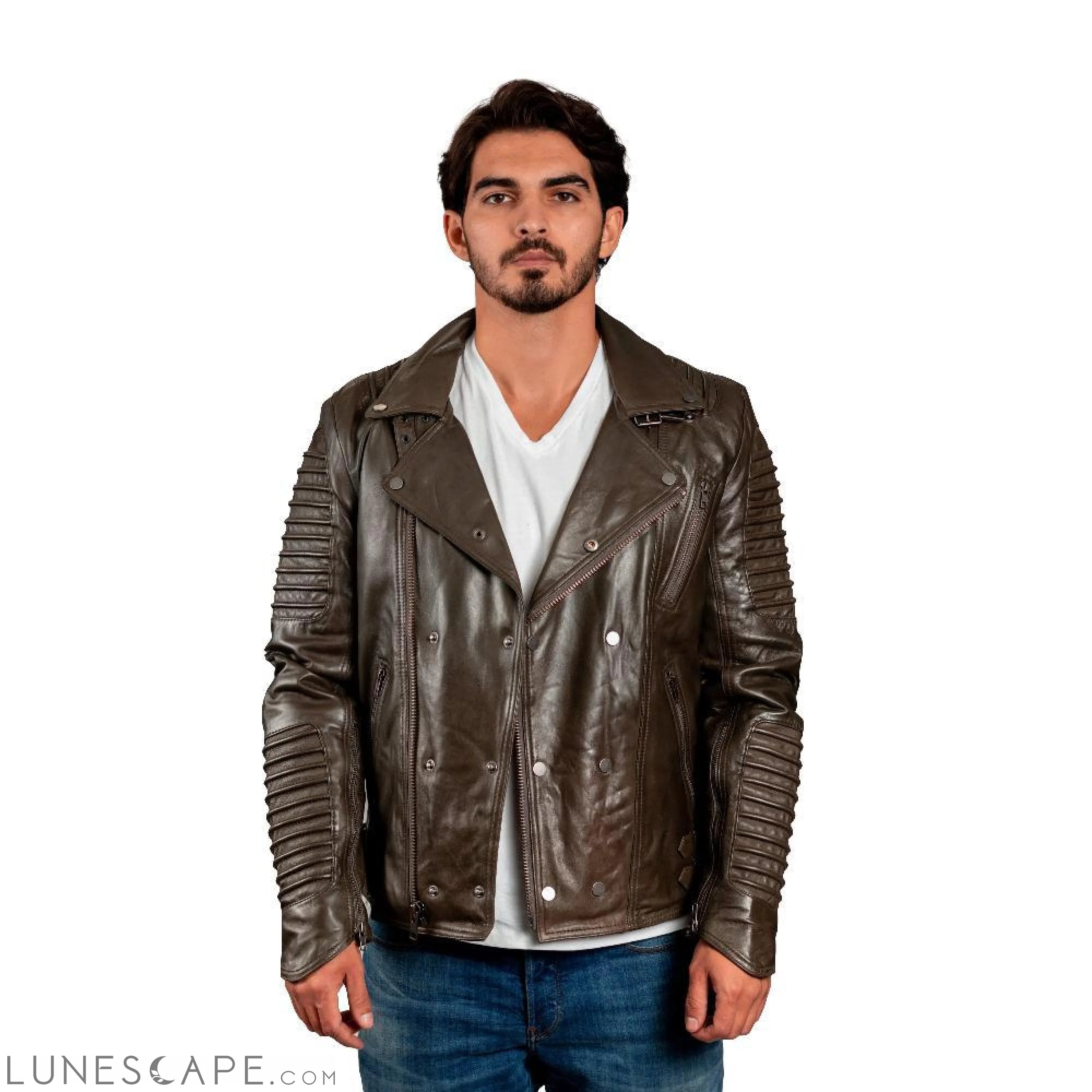 Brooklyn Mens Leather Bomber Jacket LUNESCAPE