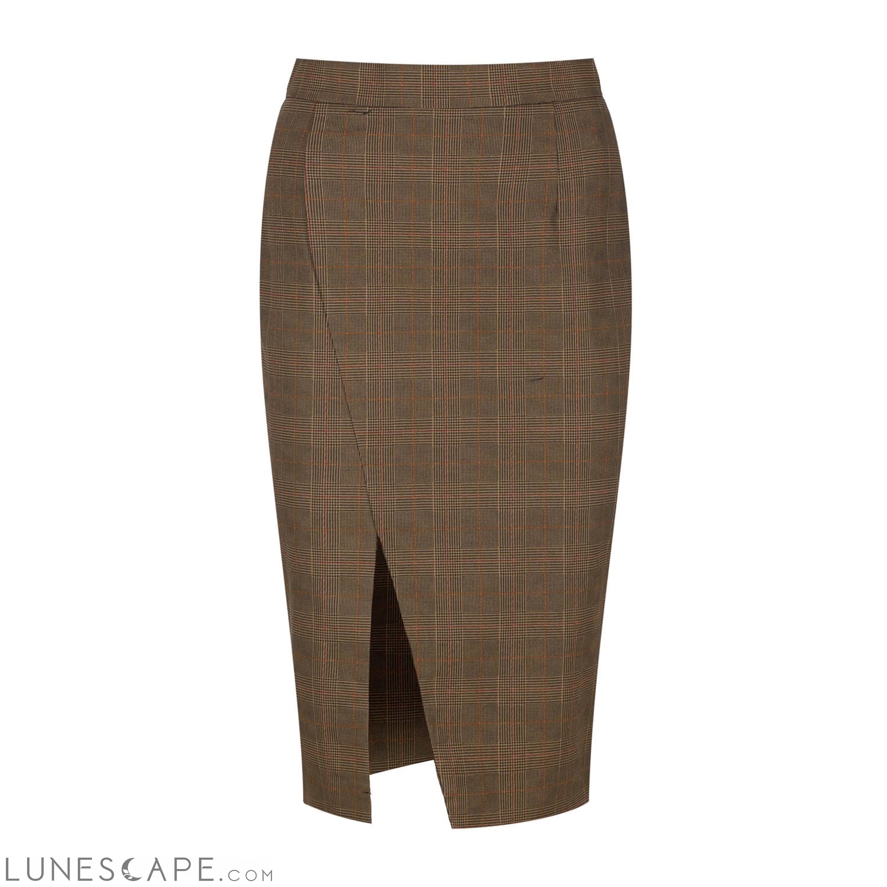 Brown Cotton Lined Pencil Skirt LUNESCAPE