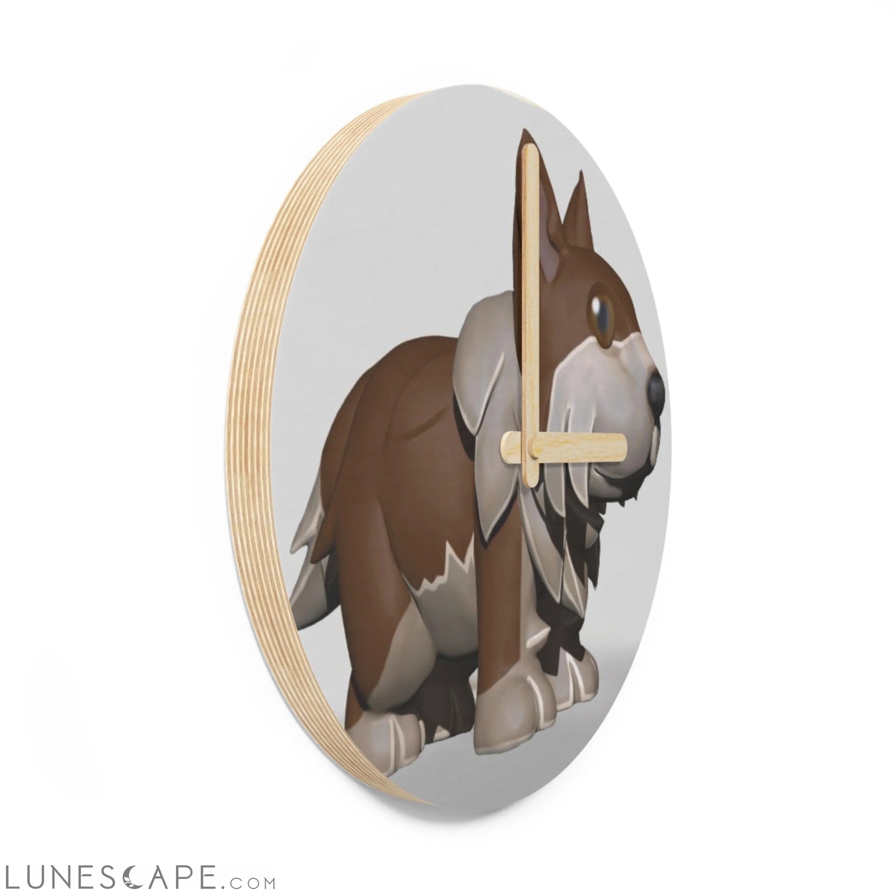 Brown Dog Wooden Wall Clock LUNESCAPE