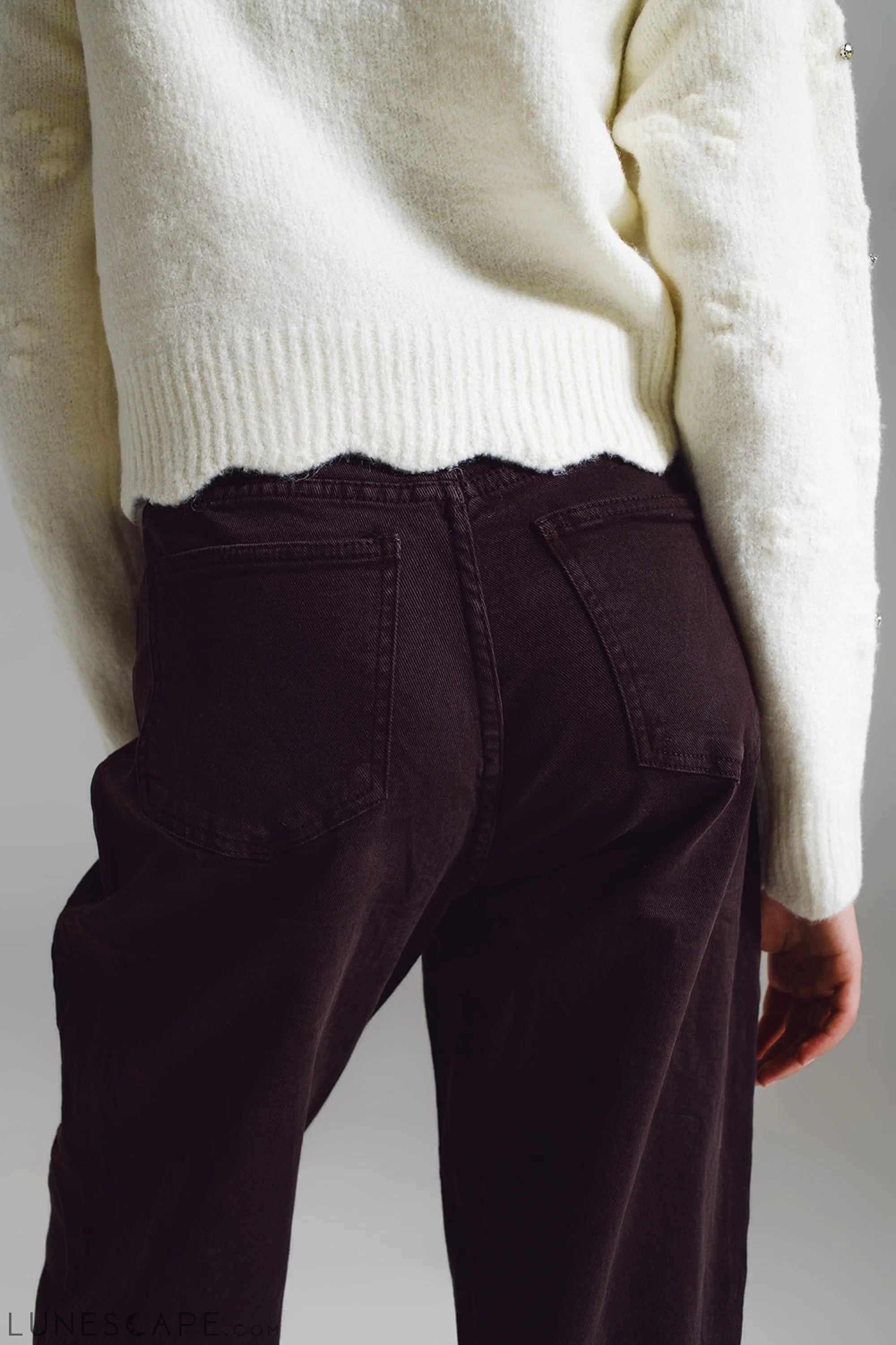 Brown Relaxed Pants With Pocket Detail at the Waist LUNESCAPE