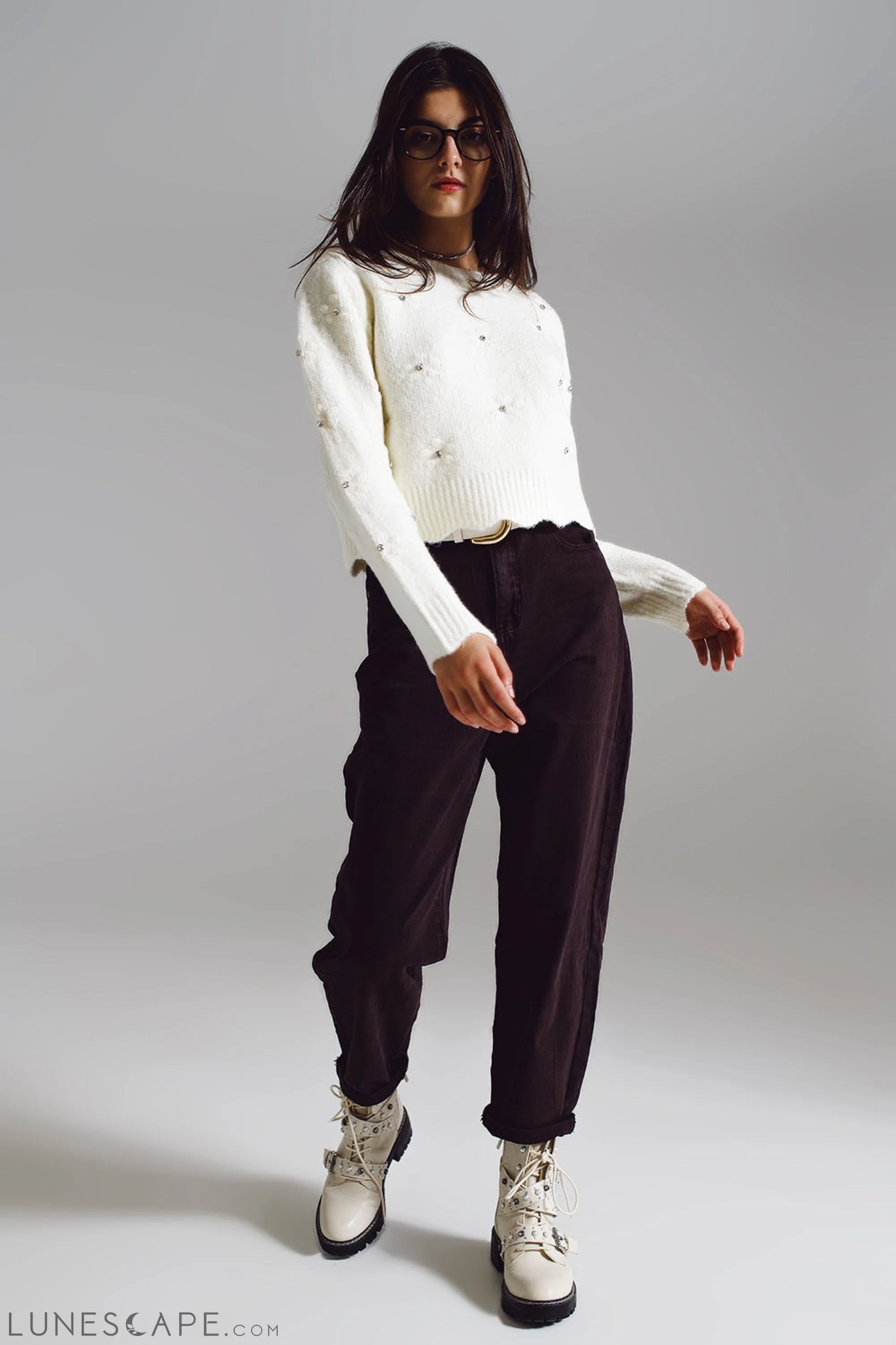 Brown Relaxed Pants With Pocket Detail at the Waist LUNESCAPE