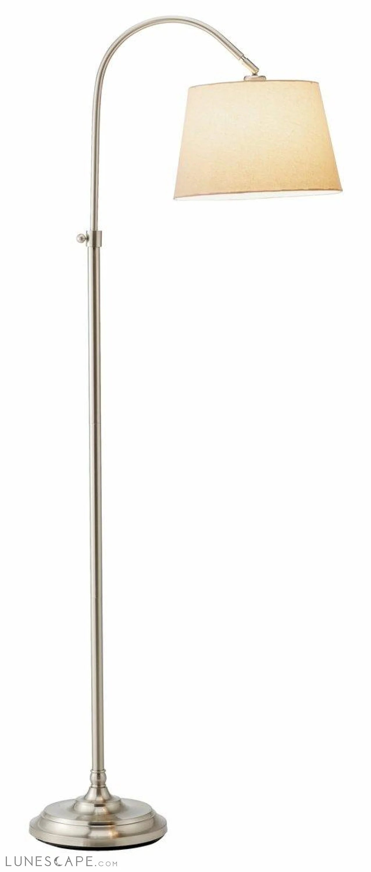 Brushed Steel Metal Floor Lamp with Adjustable Arc and Classic Linen LUNESCAPE