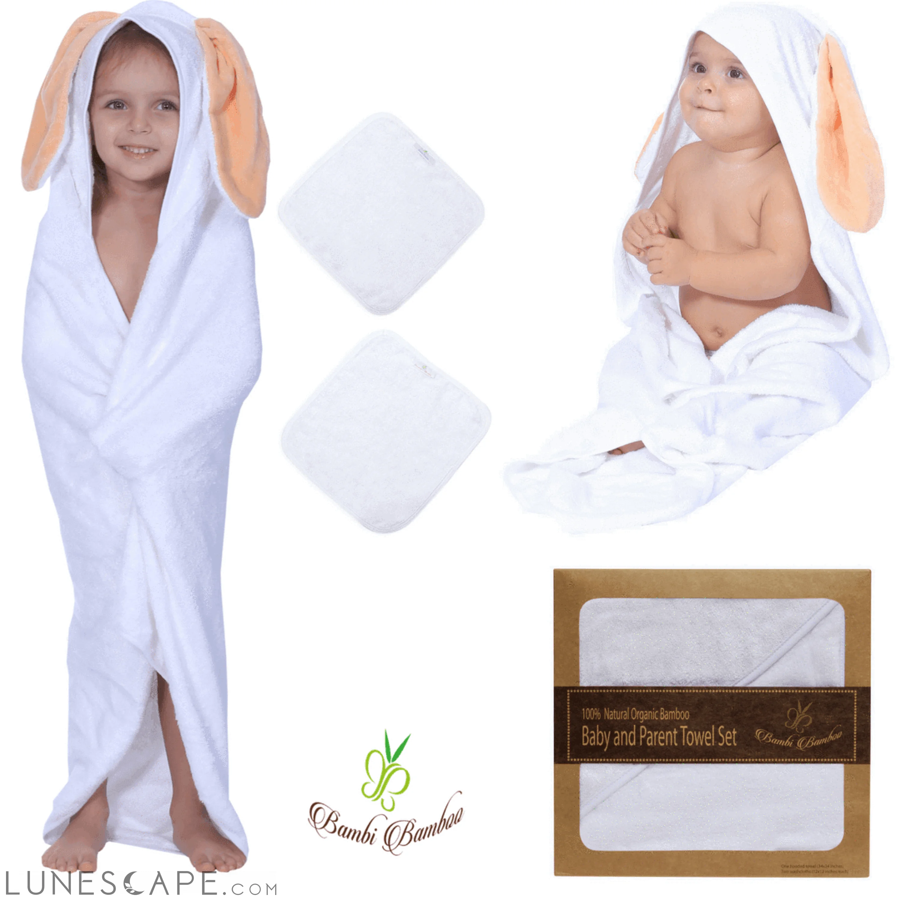 Bunny Ears Organic Bamboo Hooded Baby Towel Set LUNESCAPE