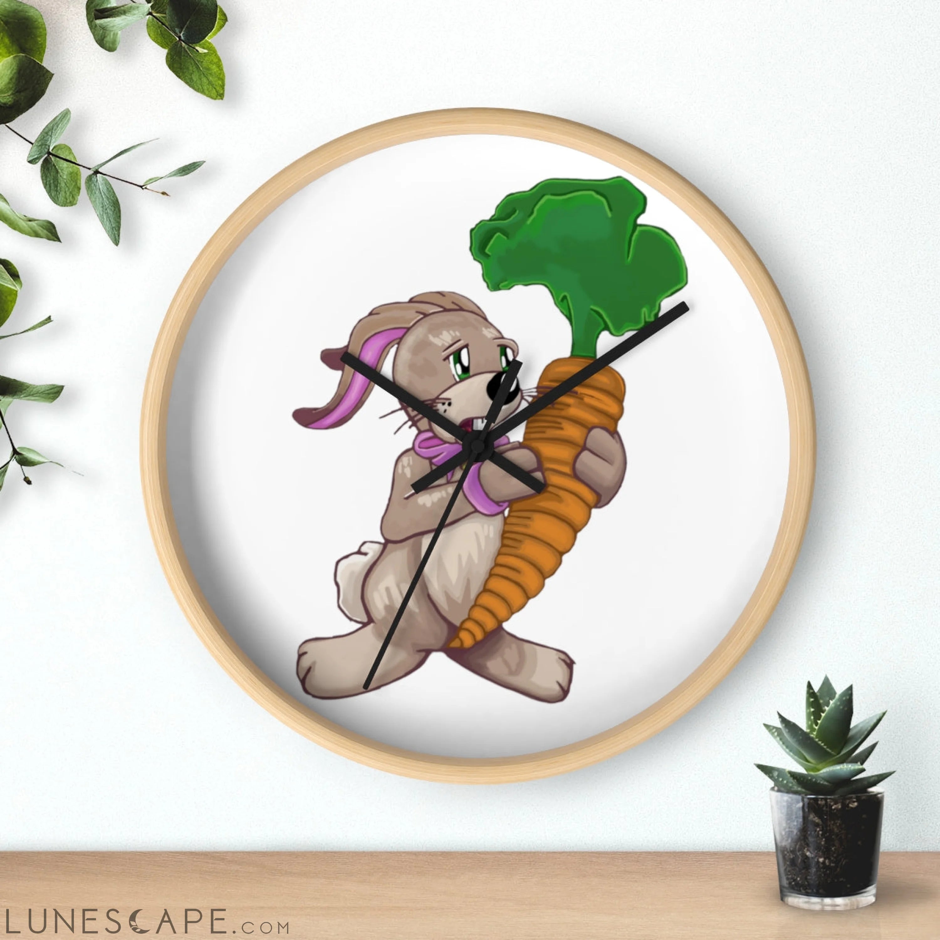 Bunny with Carrot Wall clock LUNESCAPE