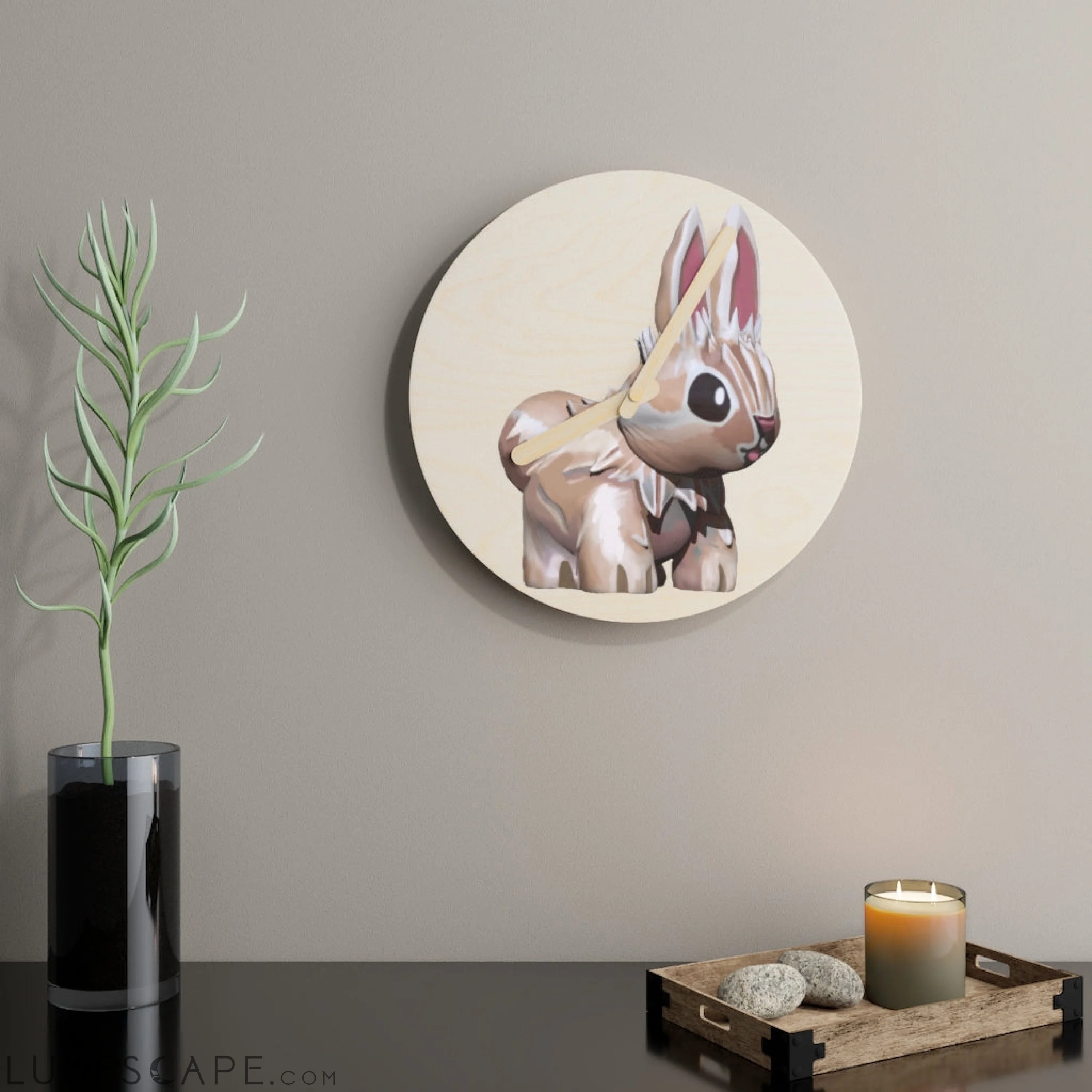 Bunny Wooden Wall Clock LUNESCAPE