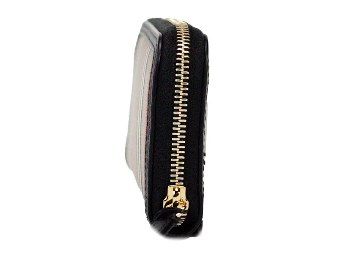 Burberry Ellerby Black Leather Icon Stripe Canvas Zip Around Continental Wallet LUNESCAPE