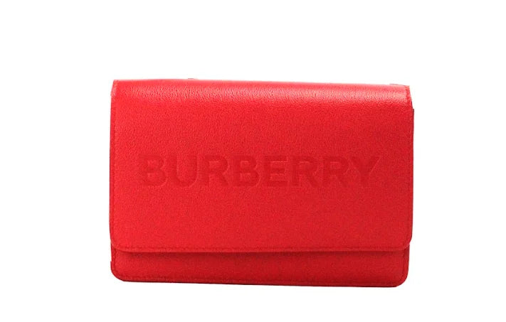 Burberry Hampshire Small Red Embossed Logo Smooth Leather Crossbody Bag LUNESCAPE