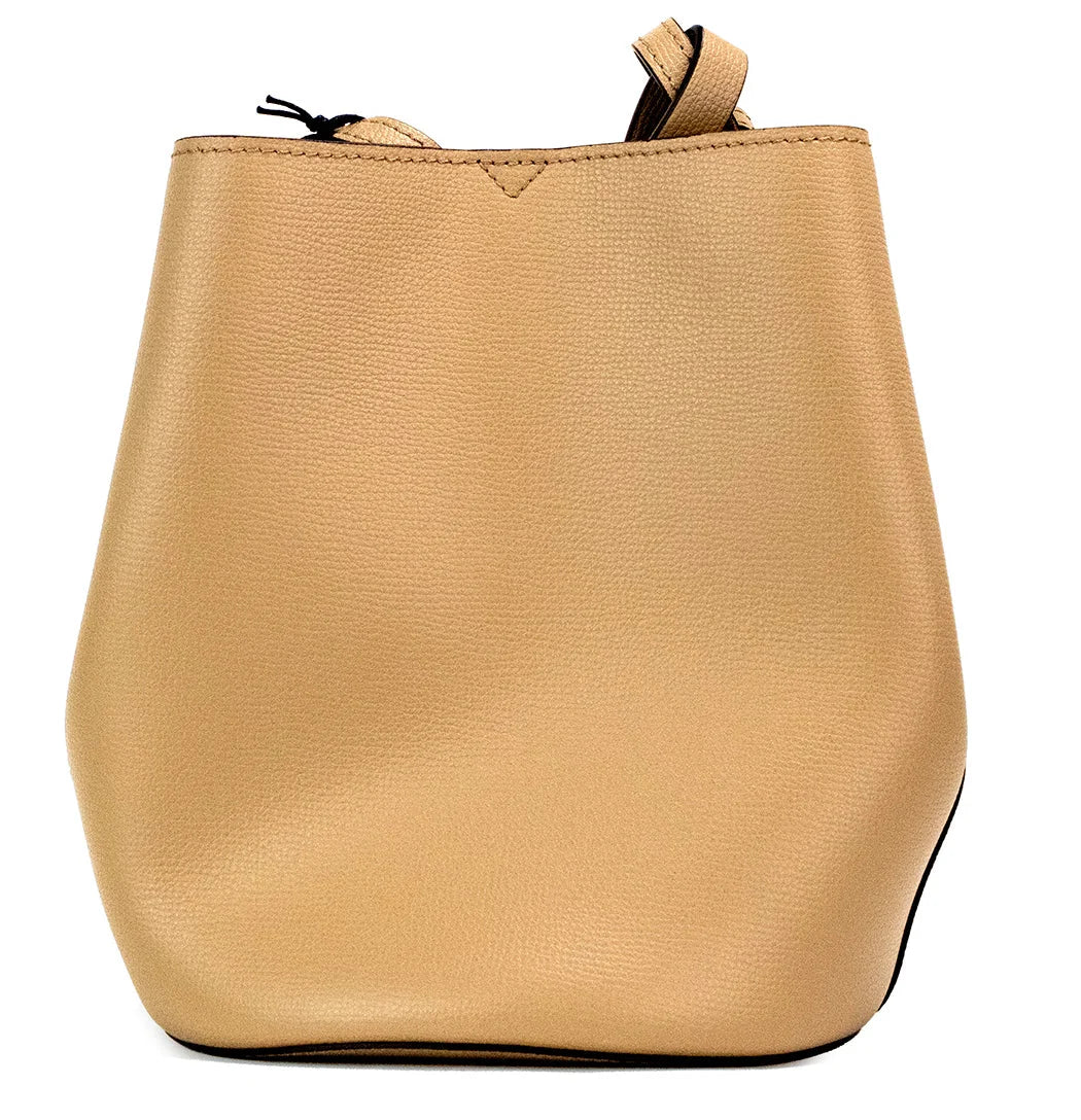 Burberry Lorne Small Camel Haymarket Check Pebble Leather Bucket Handbag Purse LUNESCAPE