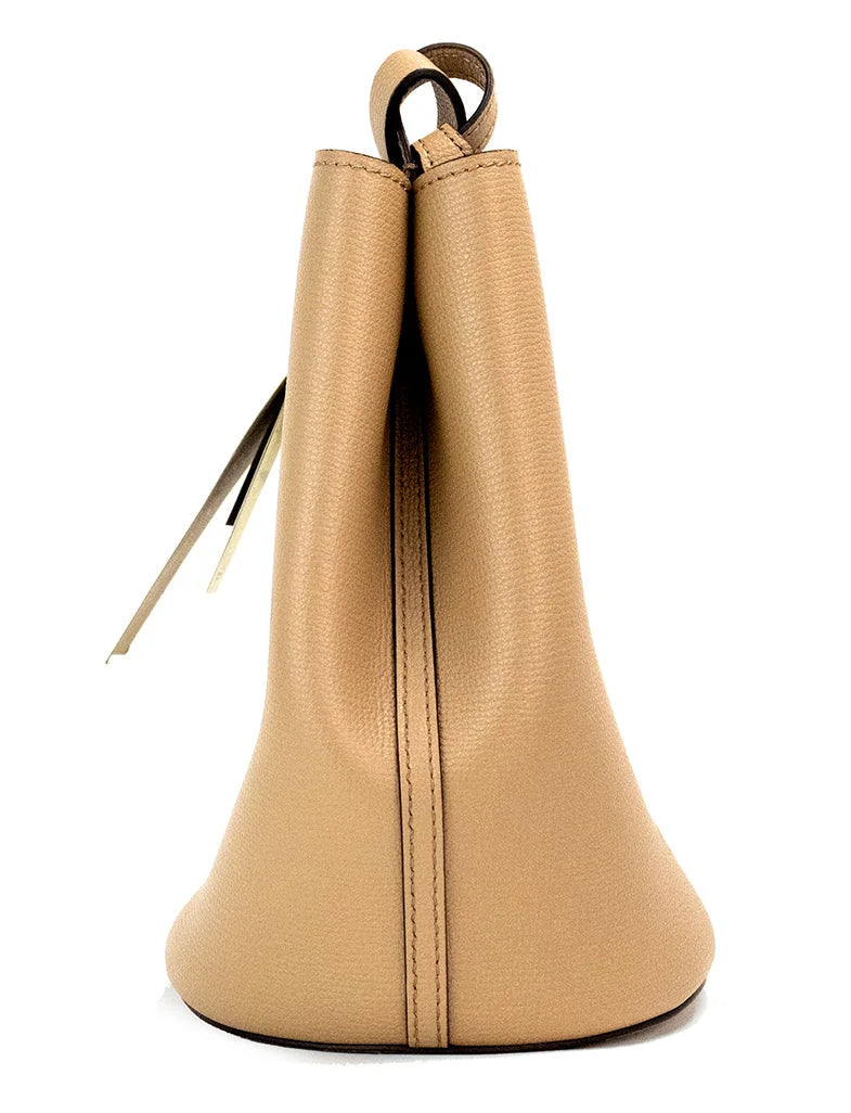Burberry Lorne Small Camel Haymarket Check Pebble Leather Bucket Handbag Purse LUNESCAPE