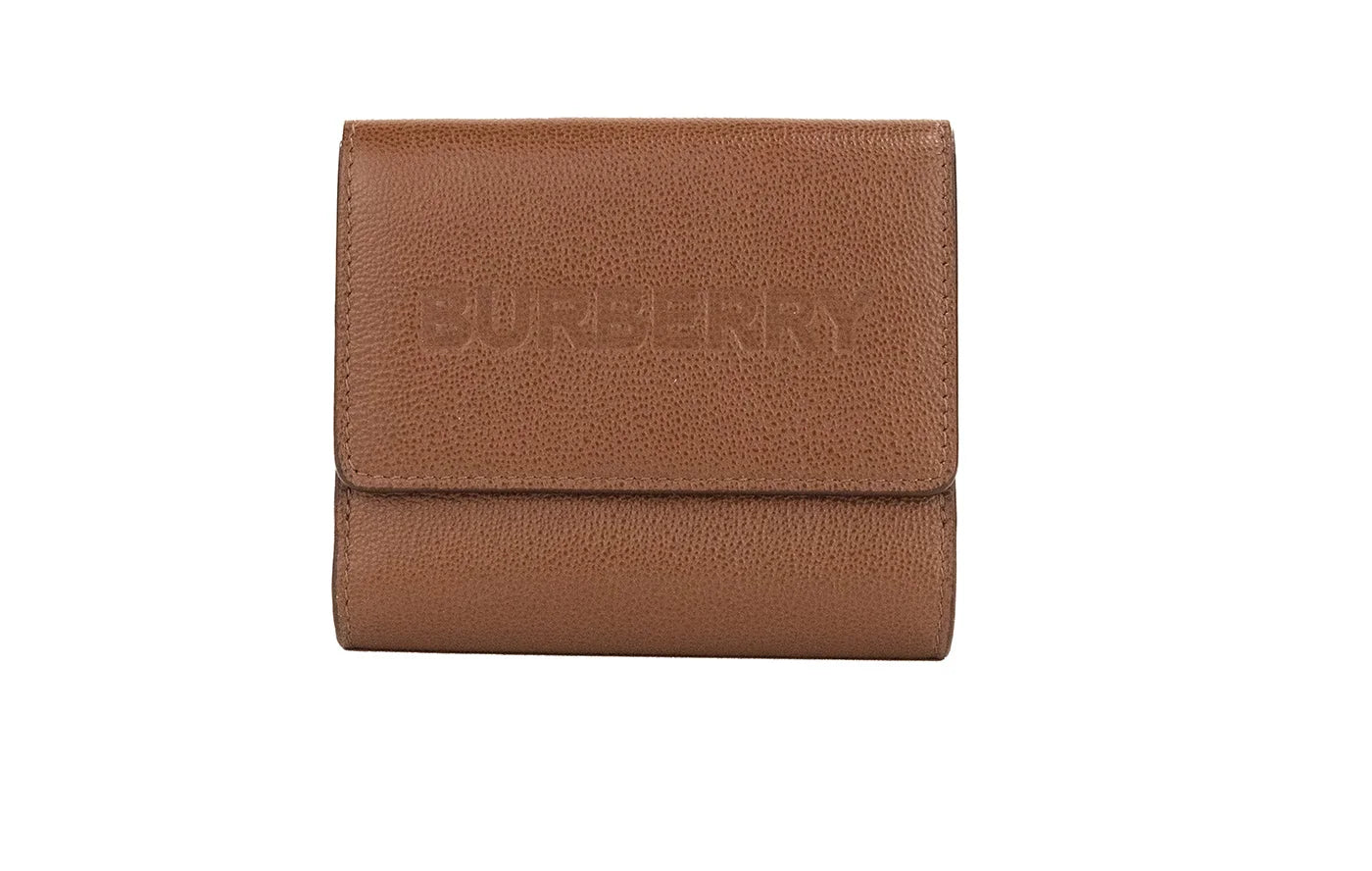 Burberry Luna Tan Grained Leather Small Coin Pouch Snap Wallet LUNESCAPE