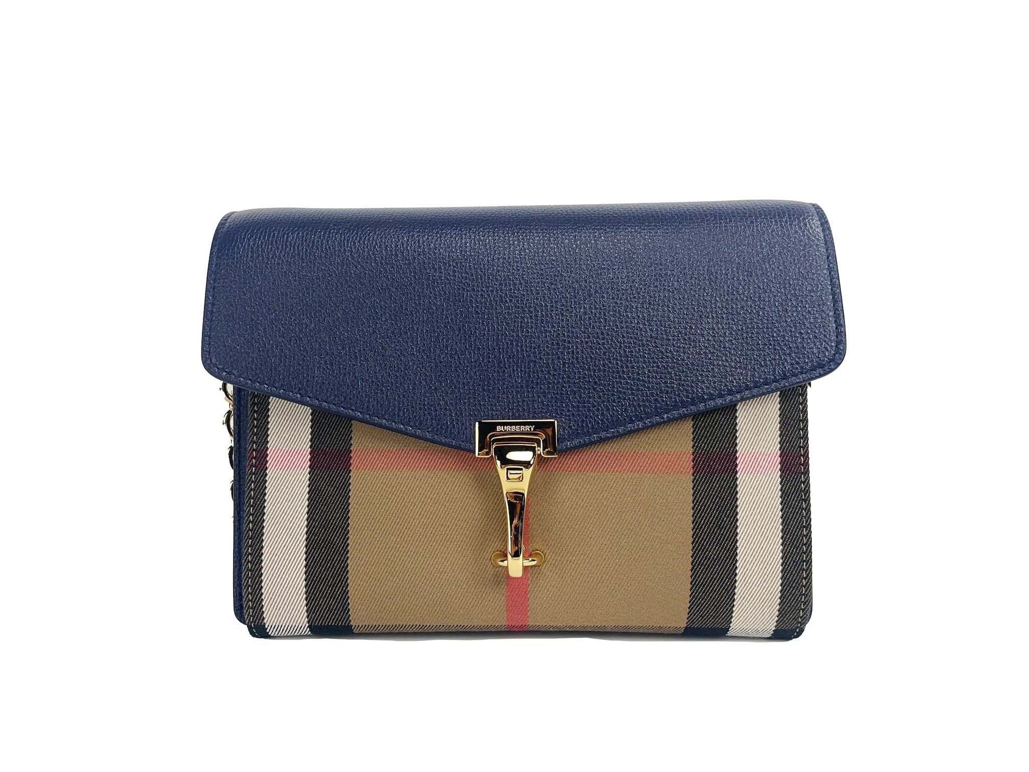 Burberry Macken Small Regency Blue House Check Leather Crossbody Bag LUNESCAPE