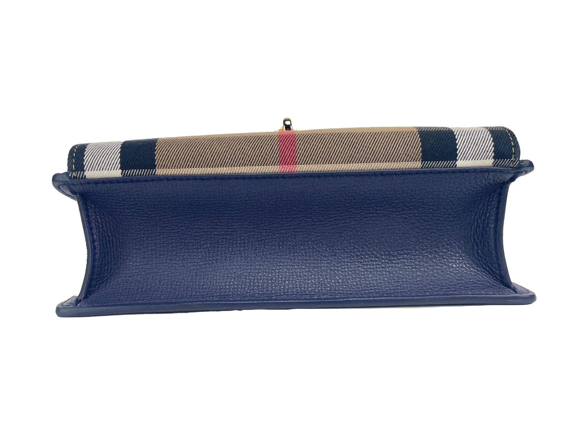Burberry Macken Small Regency Blue House Check Leather Crossbody Bag LUNESCAPE