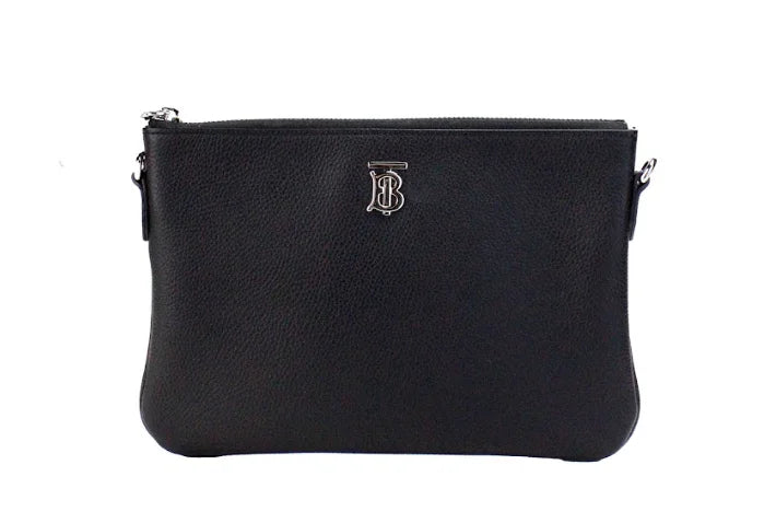 Burberry Peyton Monogram Black Leather Pouch Crossbody Bag Purse LUNESCAPE