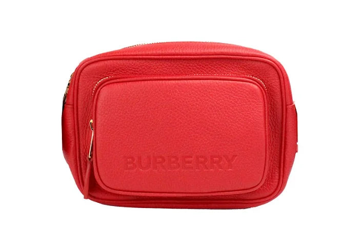 Burberry Small Branded Bright Red Grainy Leather Camera Crossbody Bag LUNESCAPE