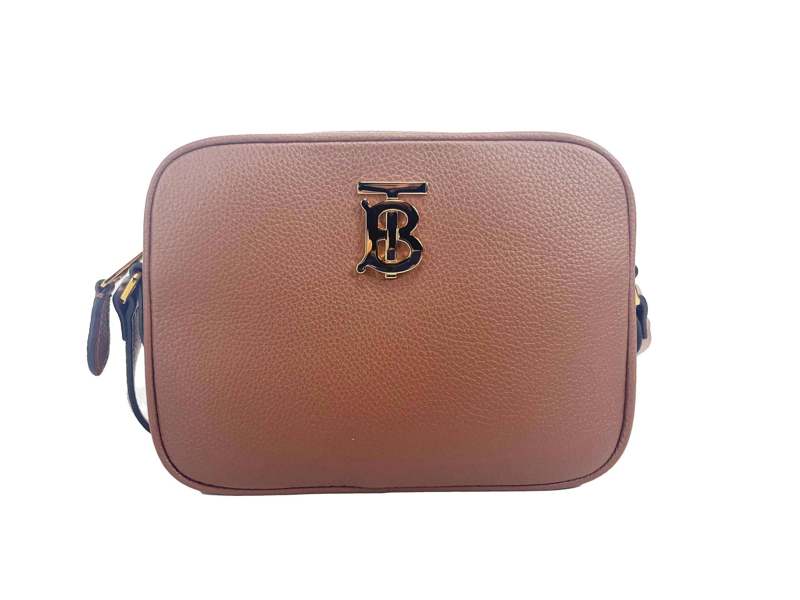 Burberry Small Leather Tan Camera Crossbody TB Logo Bag LUNESCAPE