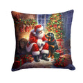 Rottweiler and Santa Claus Throw Pillow LUNESCAPE