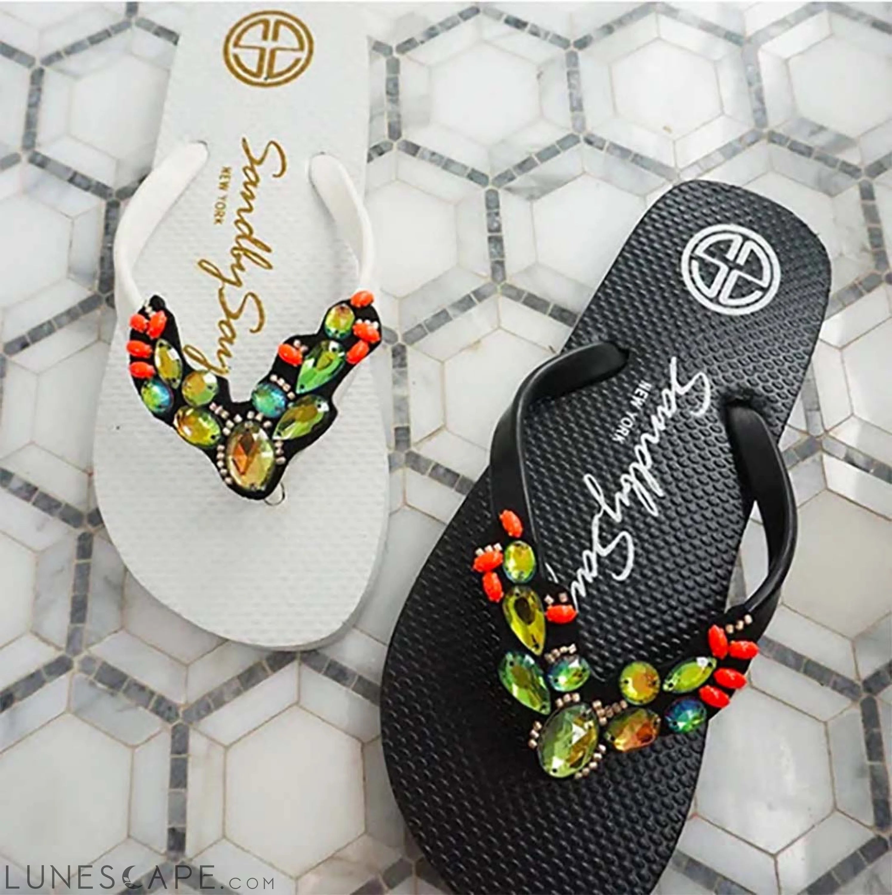 Cactus- Girls Rhine Stone Embellished Flip Flops Sandals LUNESCAPE