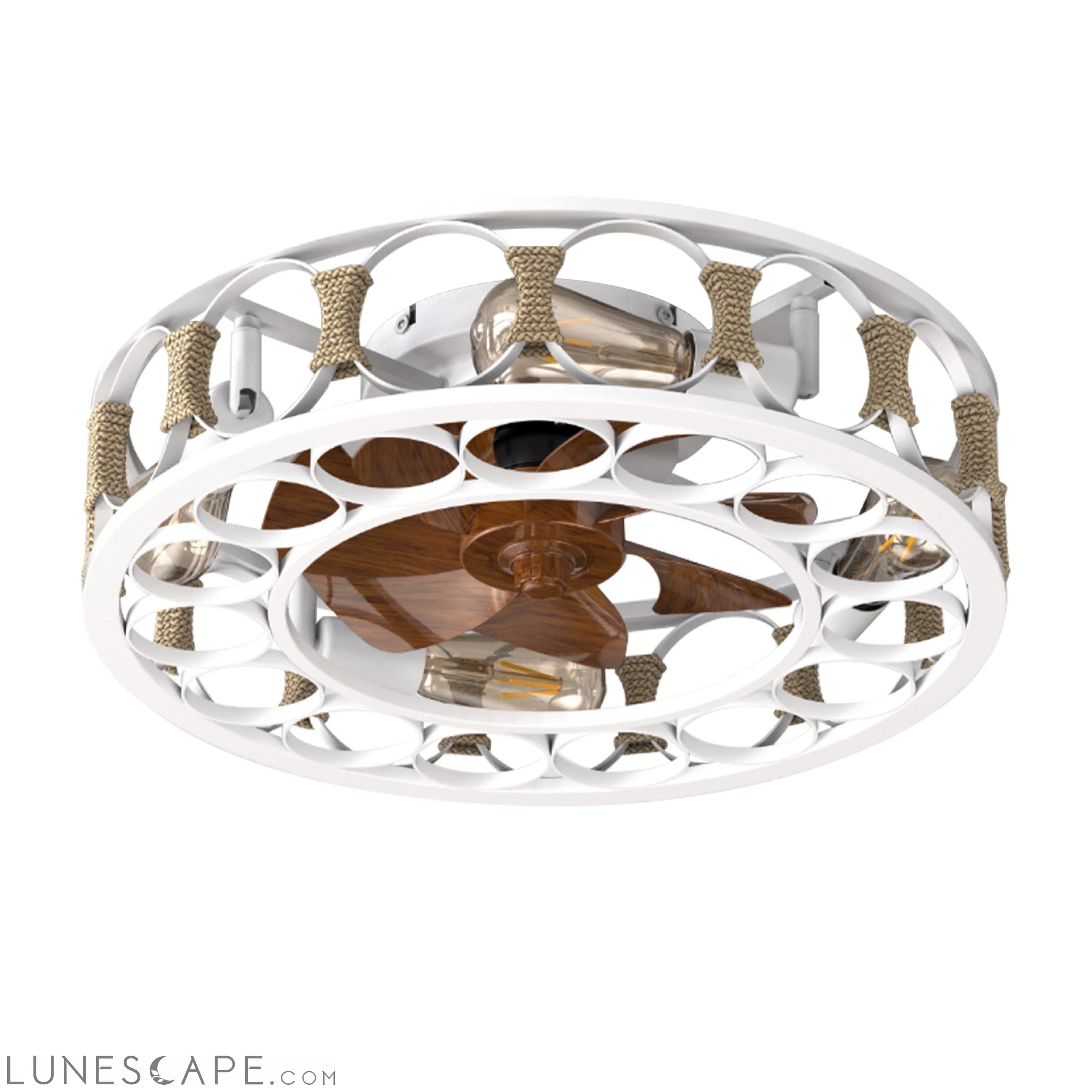 Caged Ceiling Fan with Lights Remote Control,Semi -embedded Modern LUNESCAPE