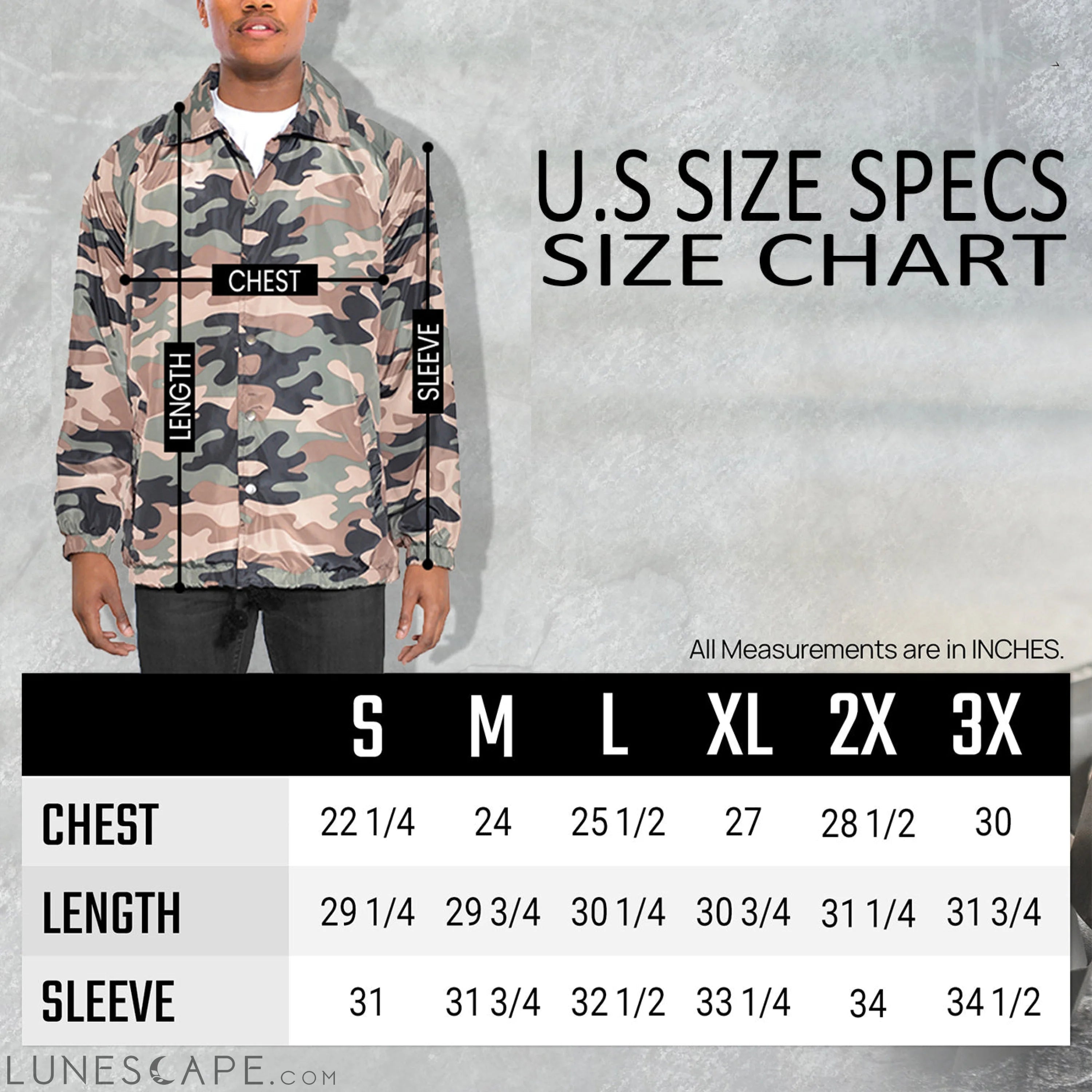 CAMO COACHS JACKET LUNESCAPE